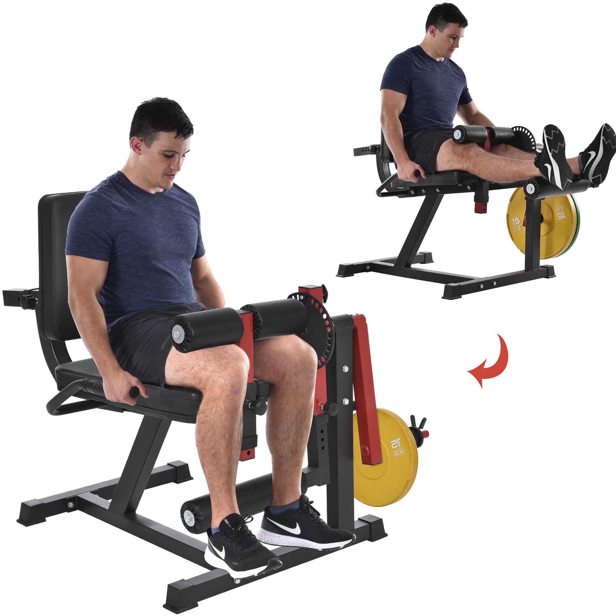 Leg Extension and Curl Machine - Leg Exercise Machine with Adjustable Seat Backrest and Rotary Leg Extension