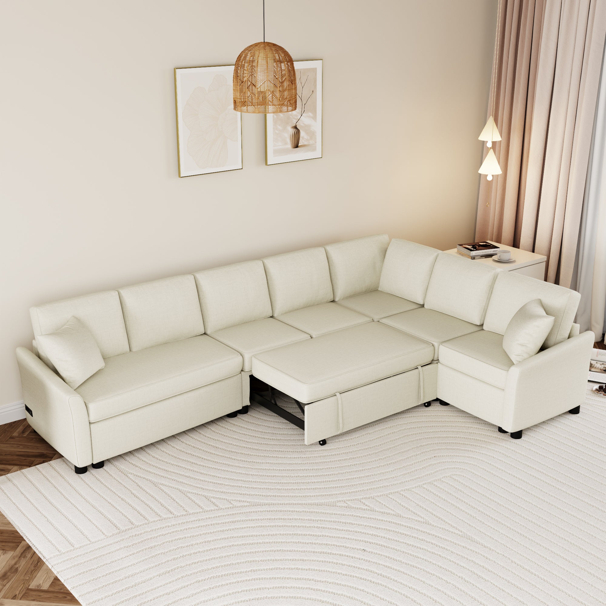 L-Shaped Sofa / Convertible Sofa Bed / Pull Out Sofa Sleeper