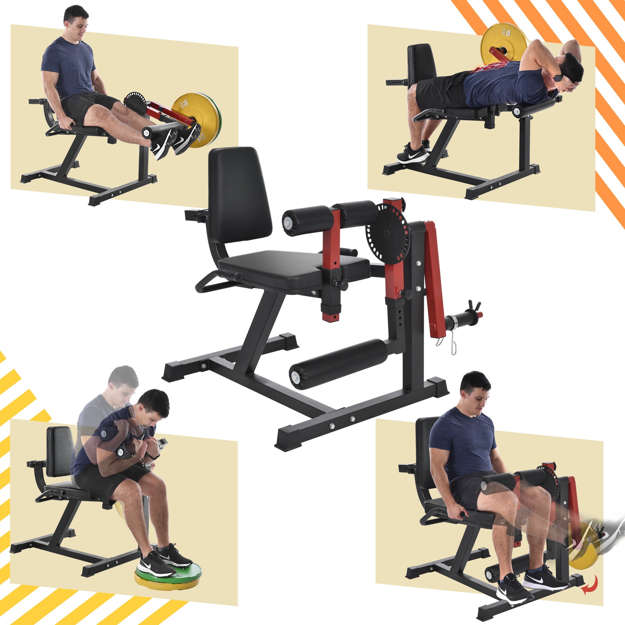 Leg Extension and Curl Machine - Leg Exercise Machine with Adjustable Seat Backrest and Rotary Leg Extension