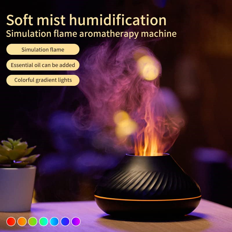 New Volcanic Flame Aroma Diffuser Essential Oil Lamp 130ml USB Portable Air Humidifier With Color Night Light Mist Maker Fogger