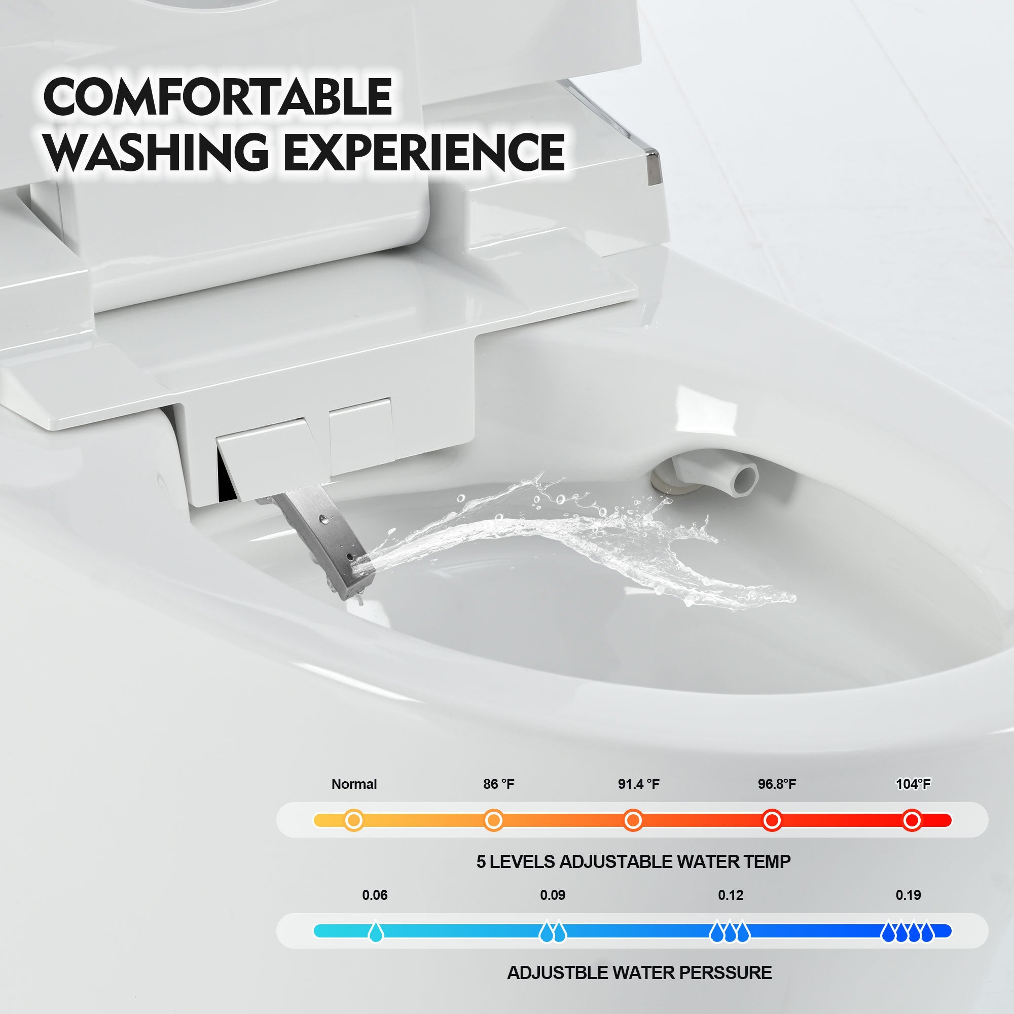 Luxury Smart Toilet with Dryer and warm water,  Elongated Bidet Toilet with Heated Seat, with Remote Control
