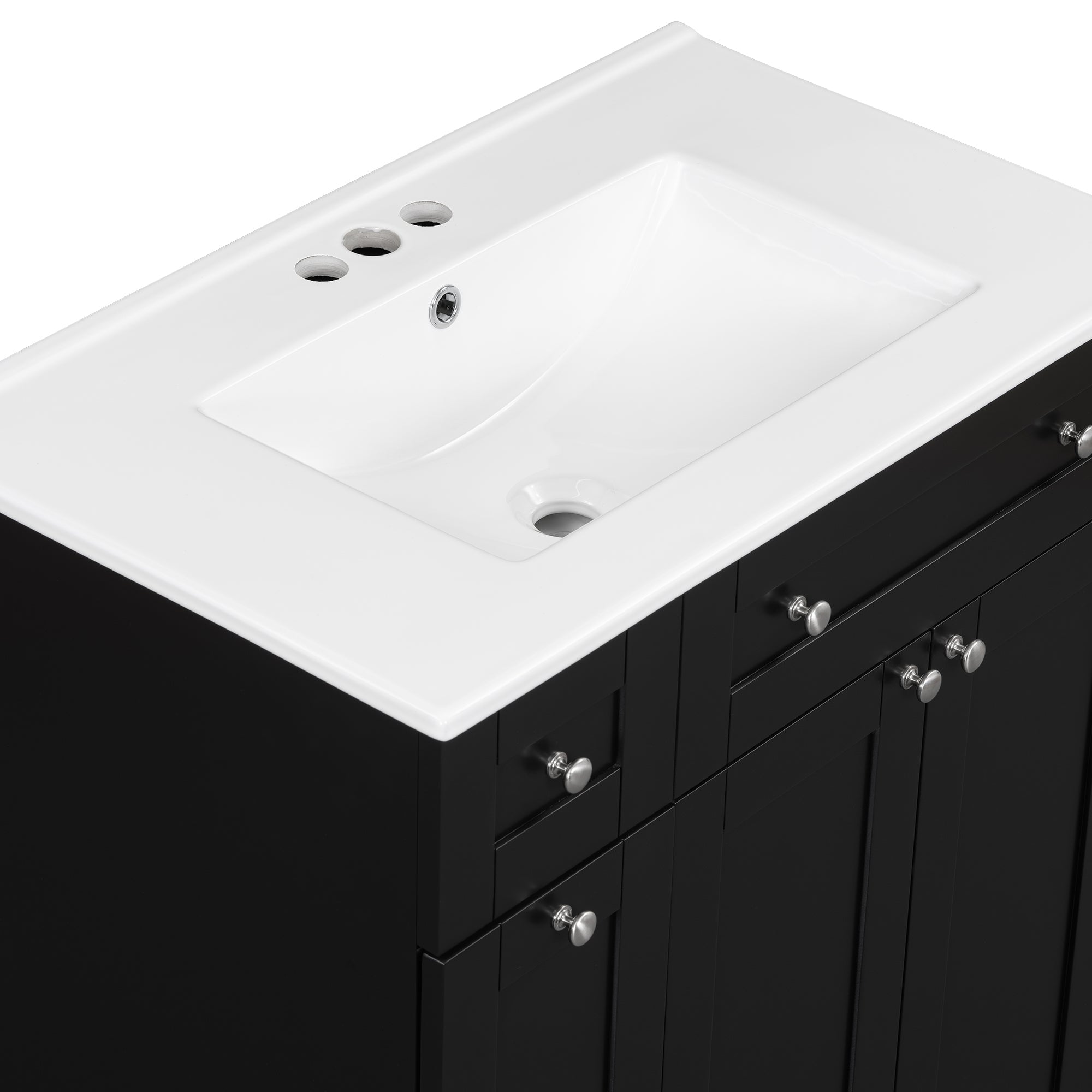 30-Inch Black Bathroom Vanity with Ceramic Sink Combo