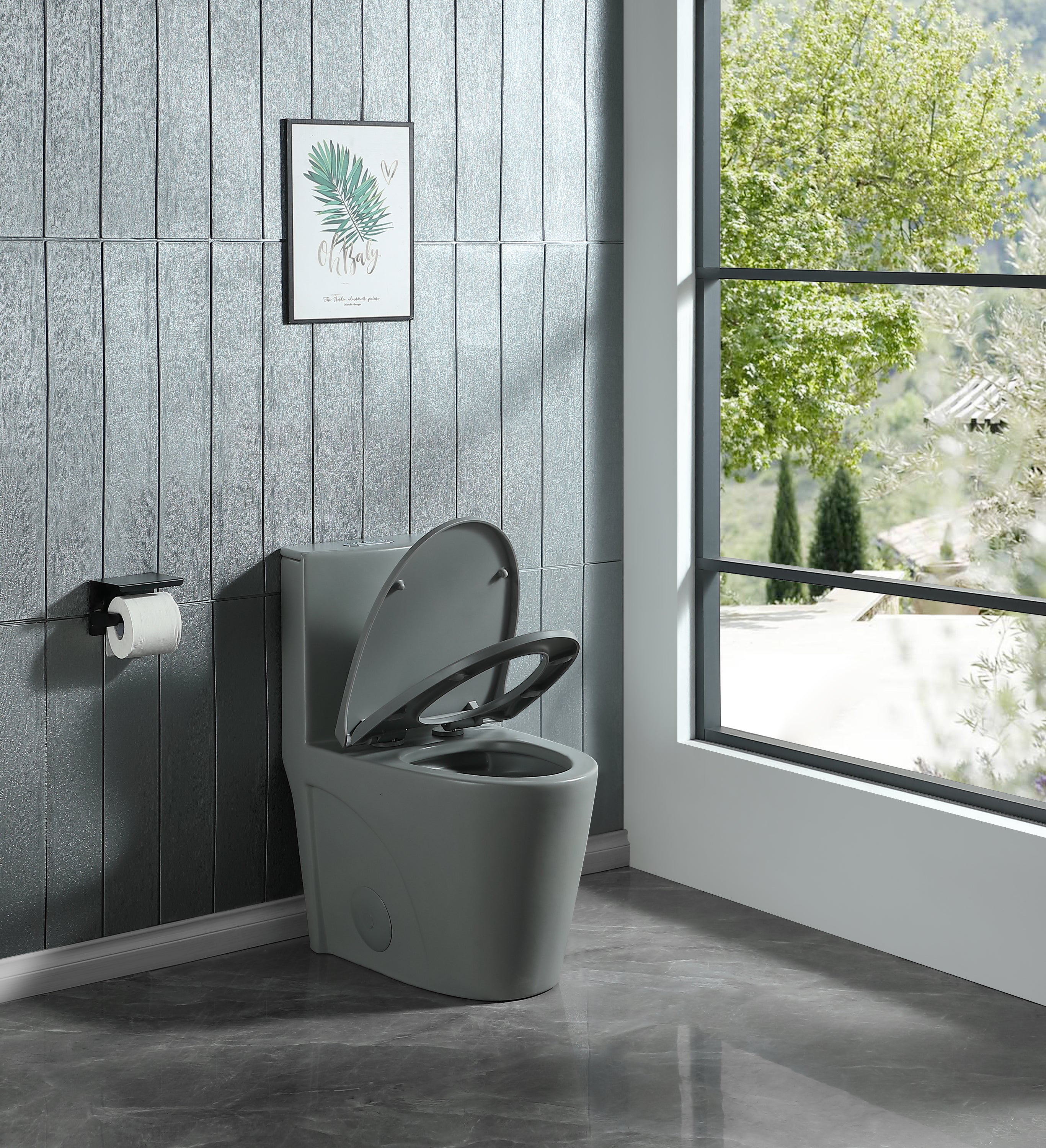 15 5/8 Inch 1.1/1.6 GPF Dual Flush 1-Piece Elongated Toilet with Soft-Close Seat