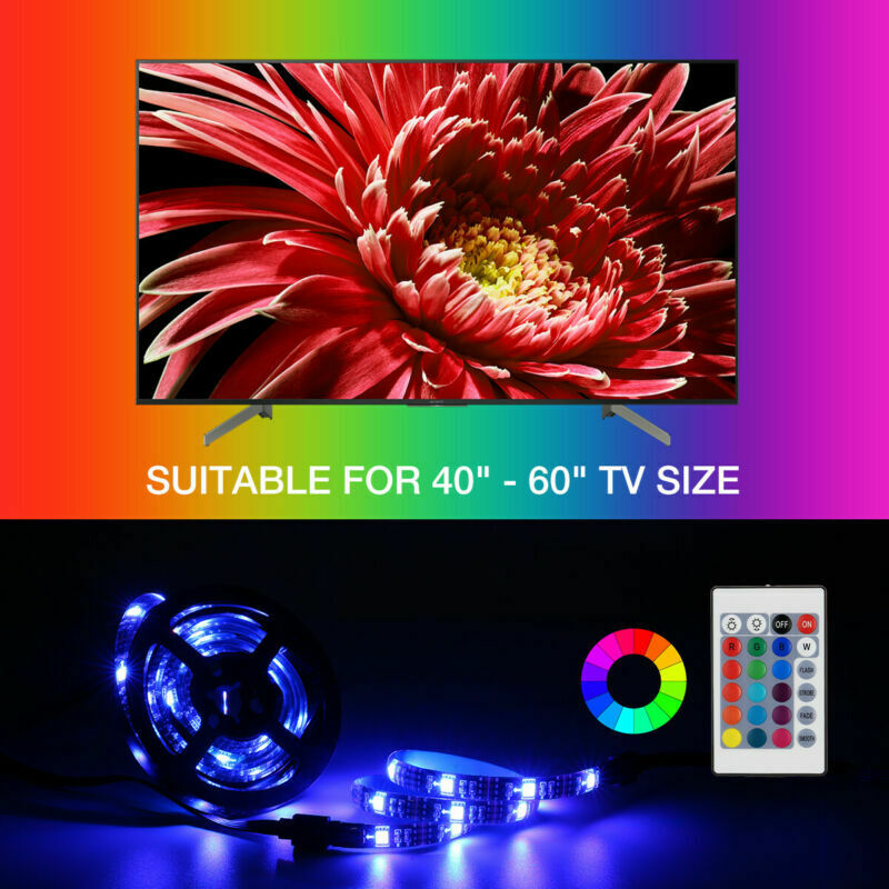 4x50CM USB 5V RGB LED Strip Background Light Remote Kit