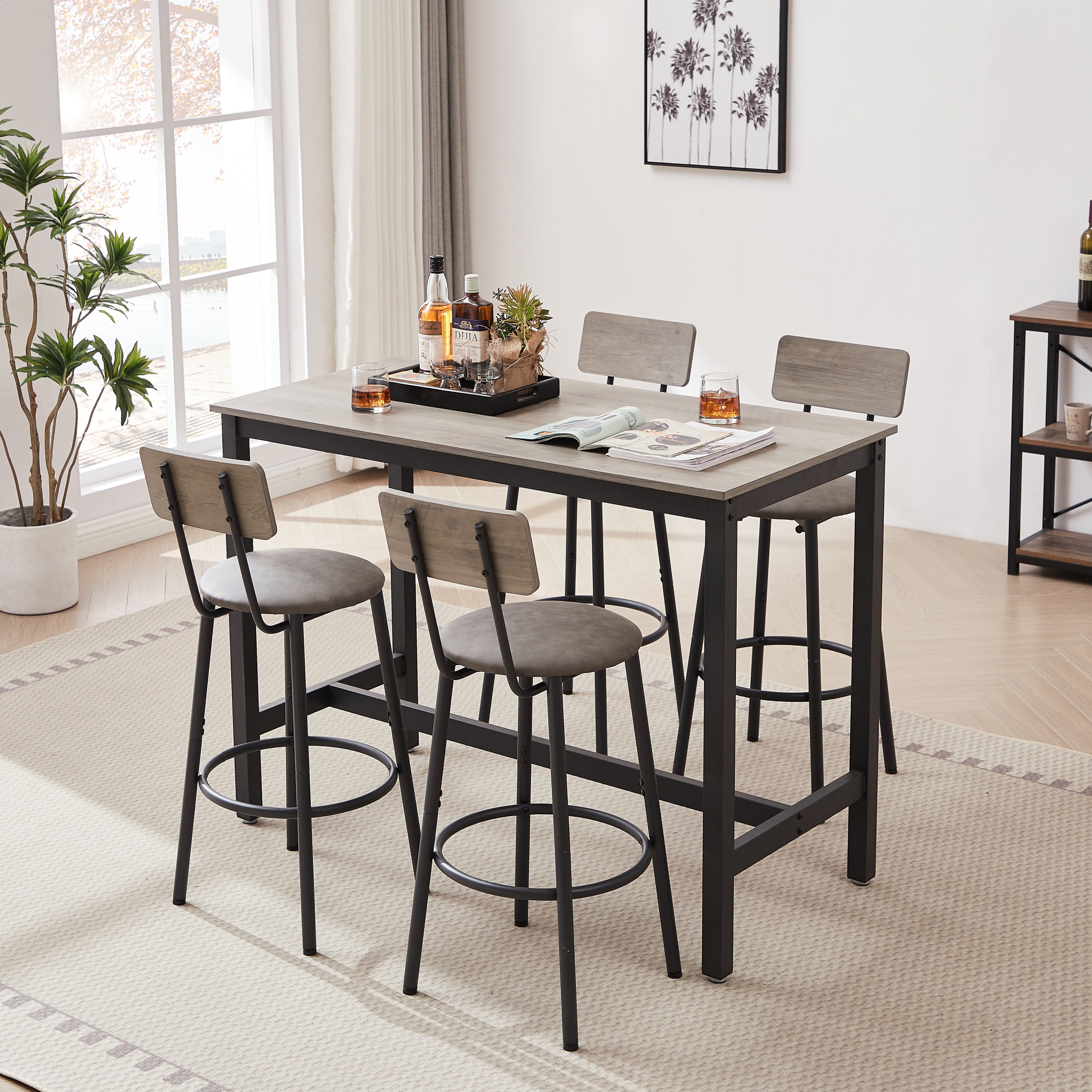 Bar Table Set with 4 Bar stools