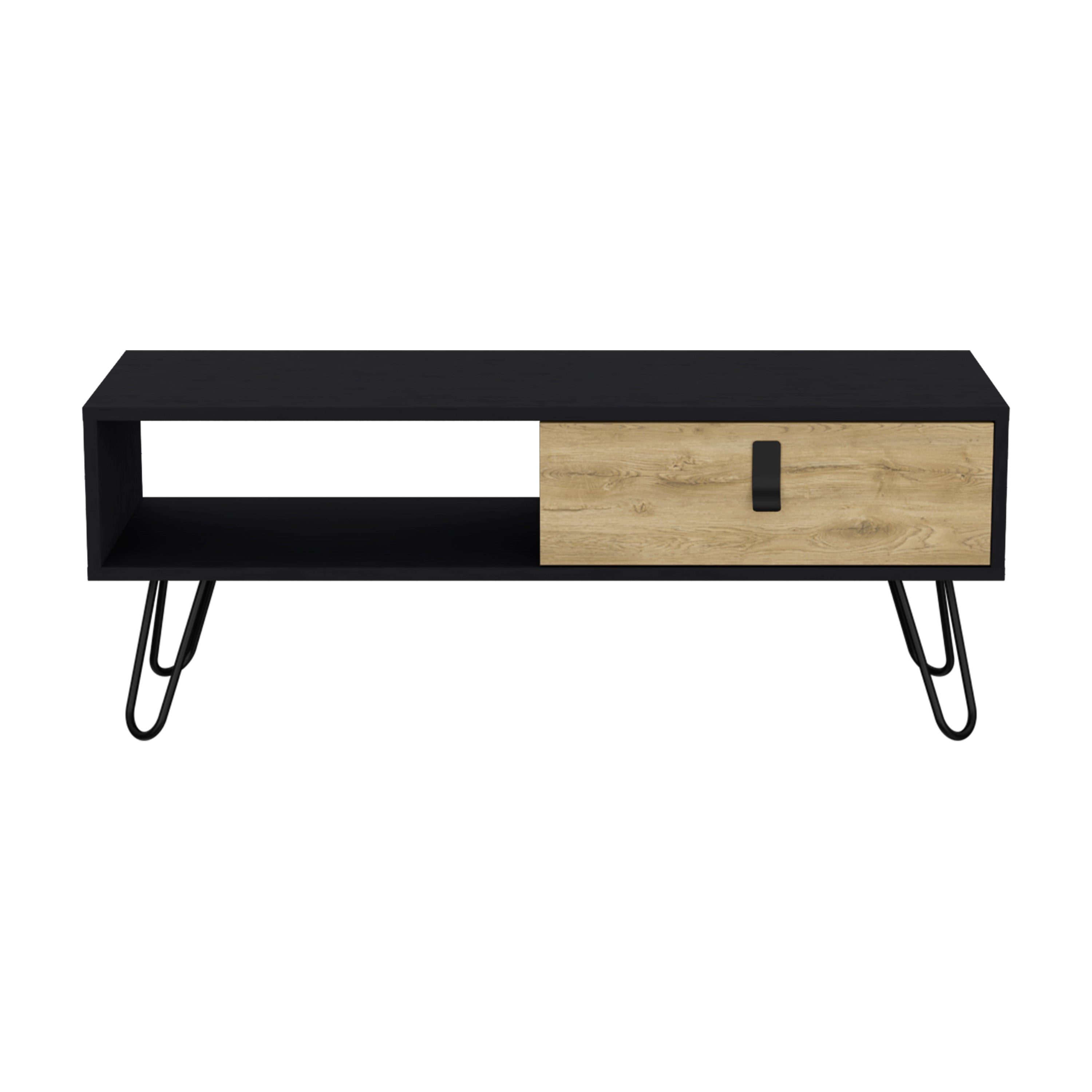 Coffee Table with Hairpin Legs and Ample Storage Drawer