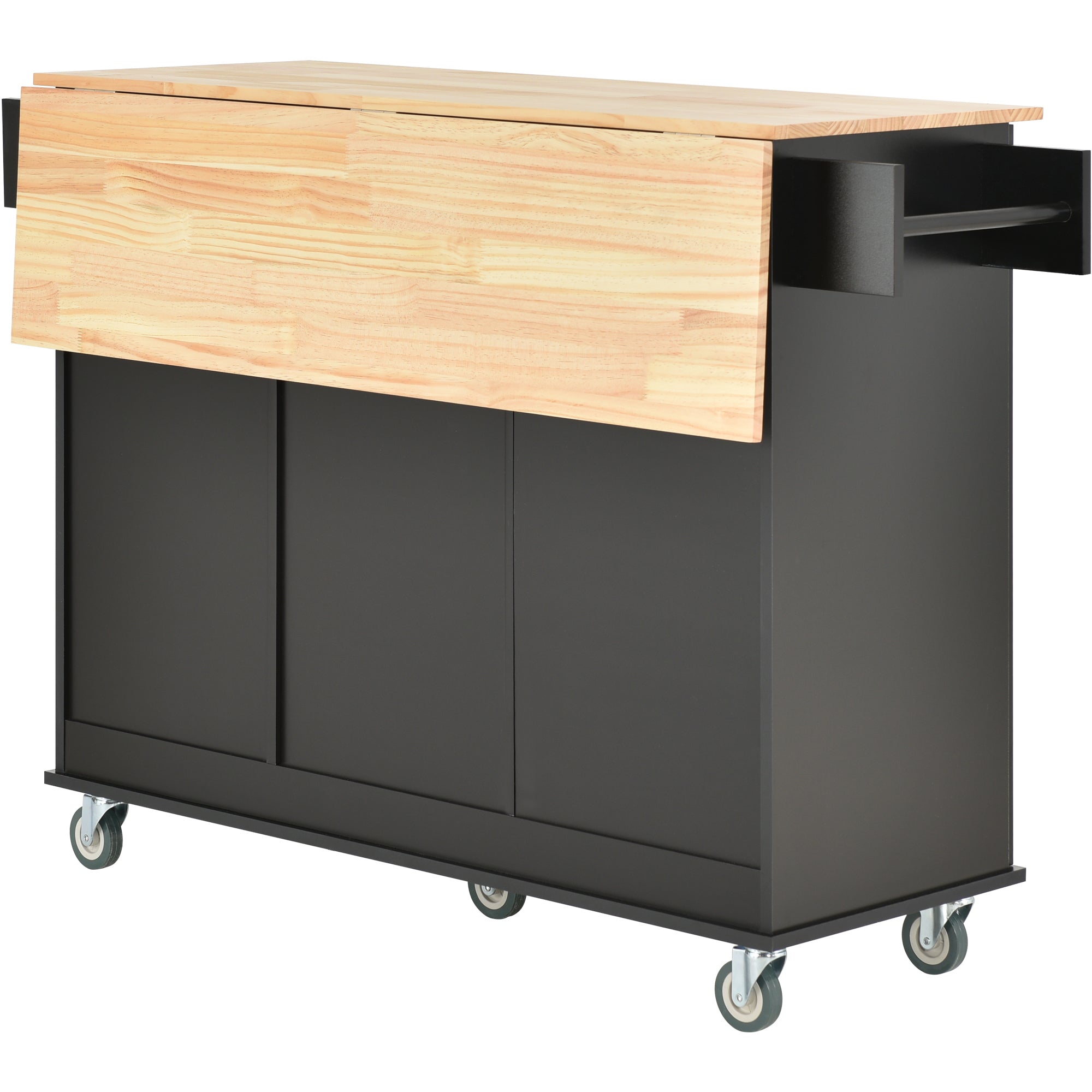 Rolling Mobile Kitchen Island with Solid Wood Top and Locking Wheels