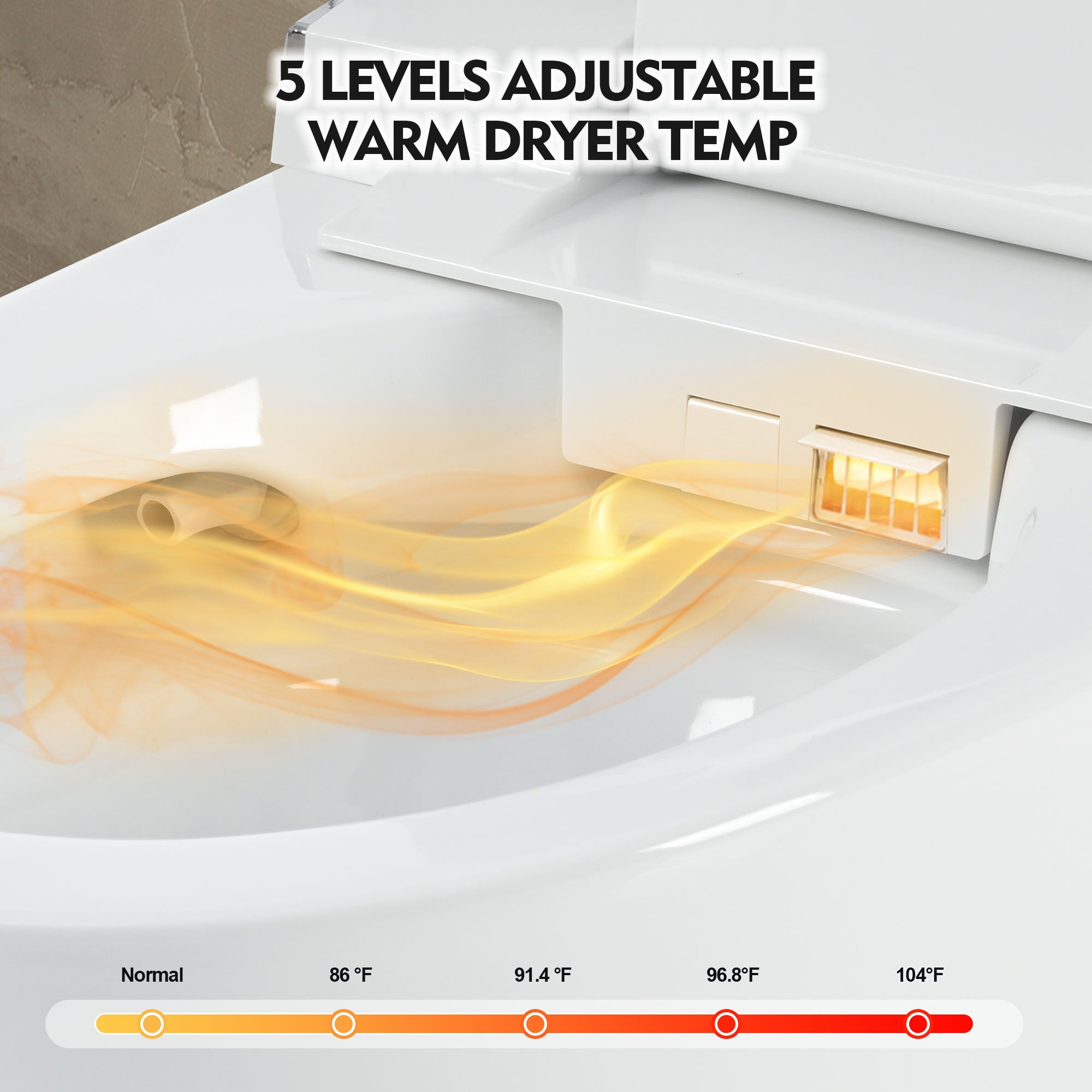 Luxury Smart Toilet with Dryer and warm water,  Elongated Bidet Toilet with Heated Seat, with Remote Control