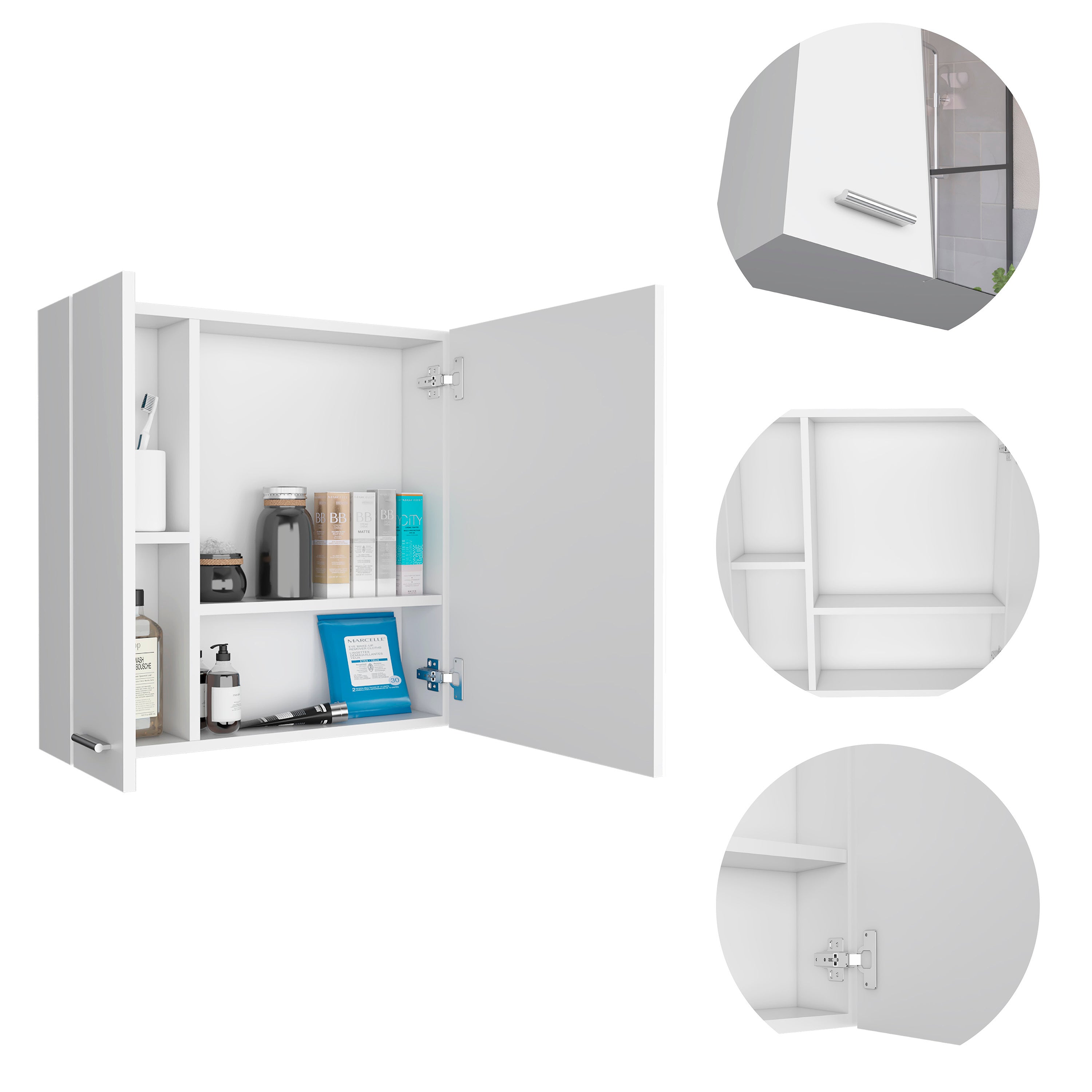 4-Shelf Bathroom Medicine Cabinet with Mirror