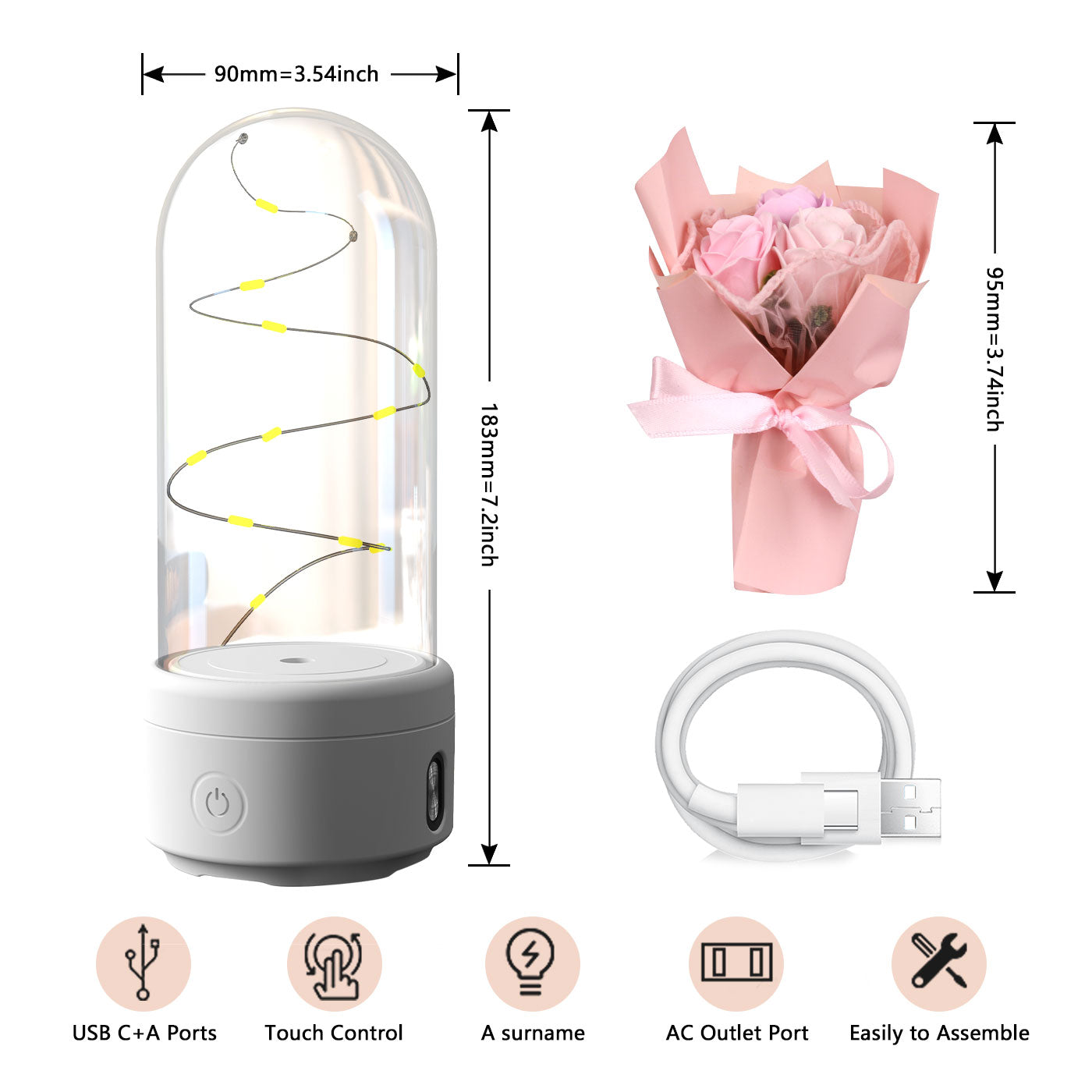 Creative 2 In 1 Bouquet LED Light And Bluetooth Speaker Mother's Day Gift Rose Luminous Night Light Ornament