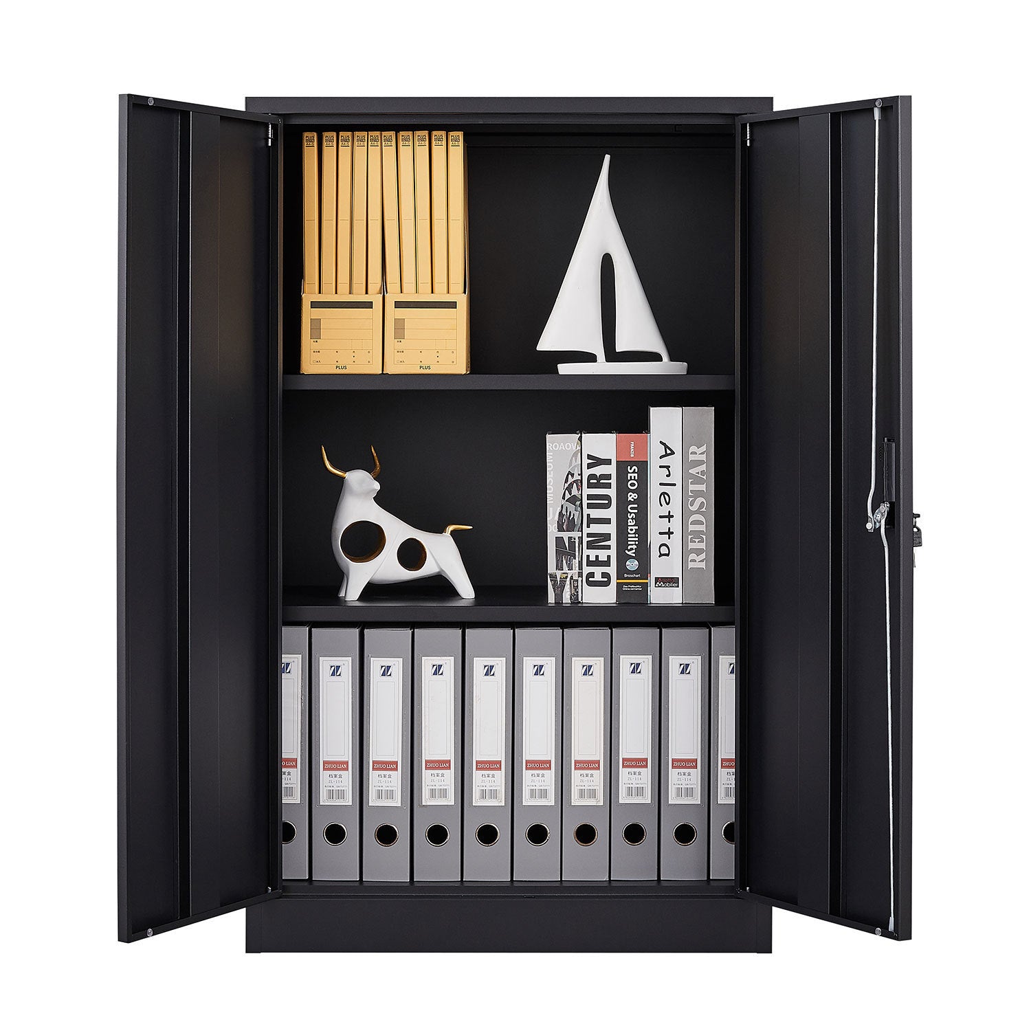 Metal Storage Cabinet with Locking Doors and Adjustable Shelf, Folding Filing Storage Cabinet