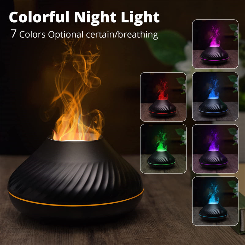 New Volcanic Flame Aroma Diffuser Essential Oil Lamp 130ml USB Portable Air Humidifier With Color Night Light Mist Maker Fogger