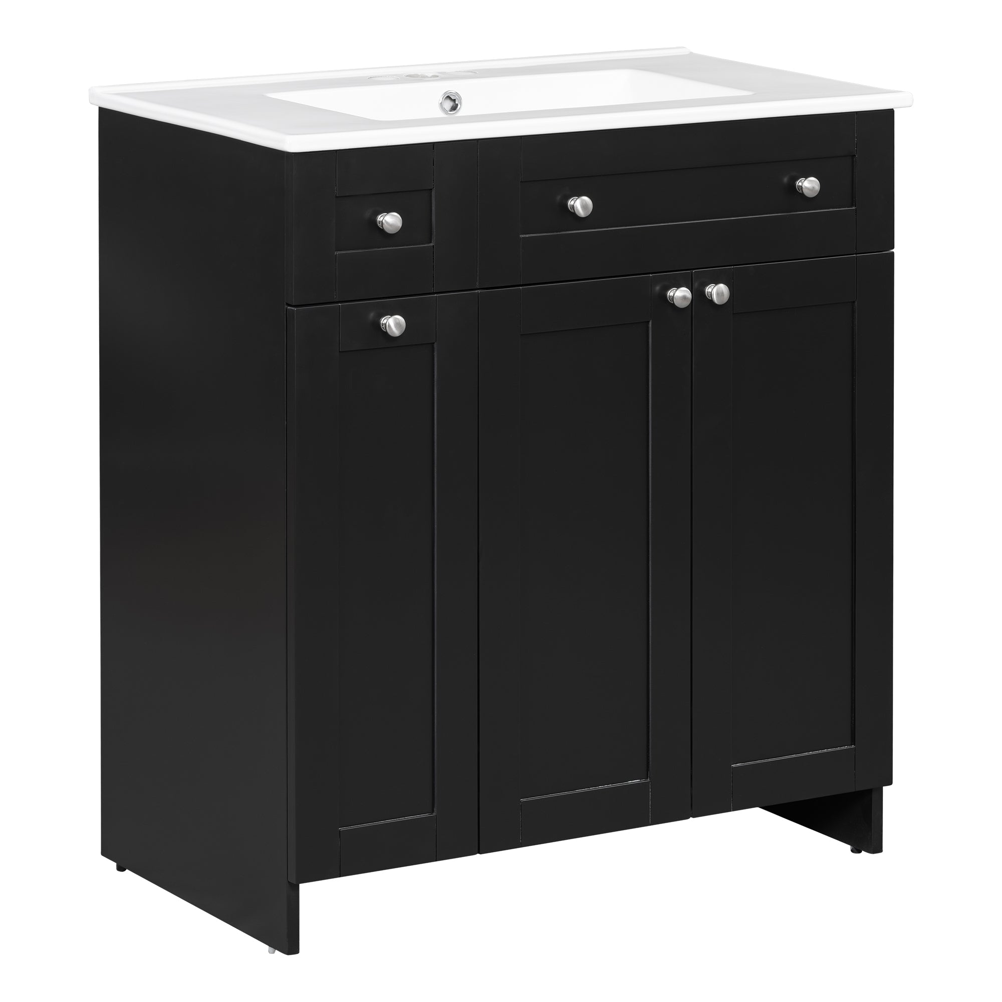 30-Inch Black Bathroom Vanity with Ceramic Sink Combo