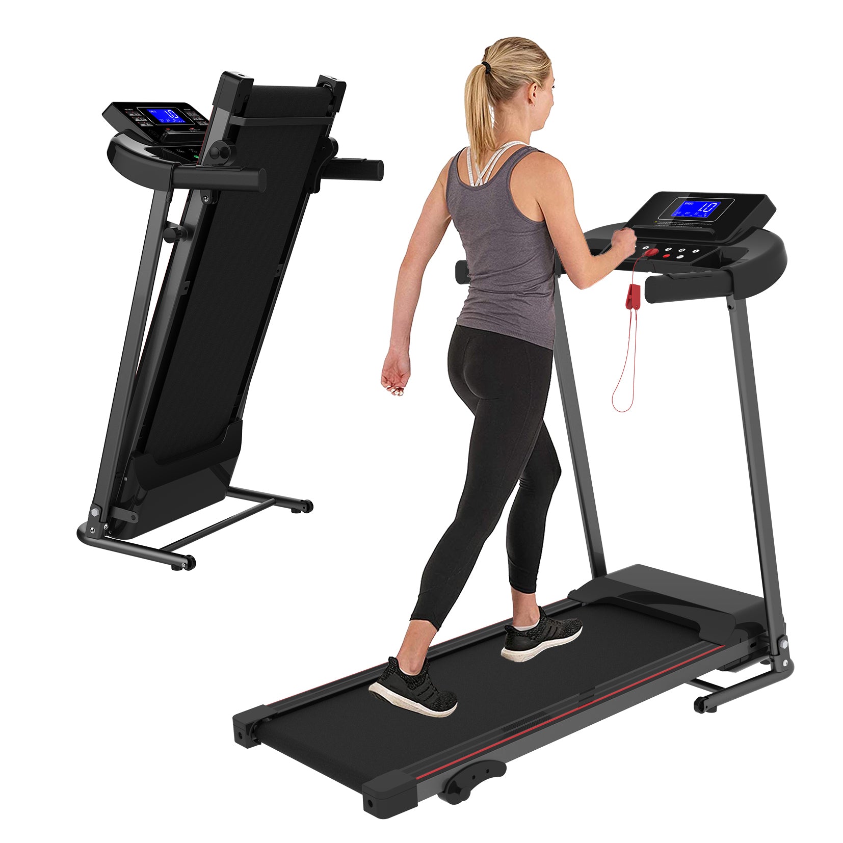 Home Use Max 2.5HP 250 LBS Capacity Incline Multi-function Foldable Electric Treadmill