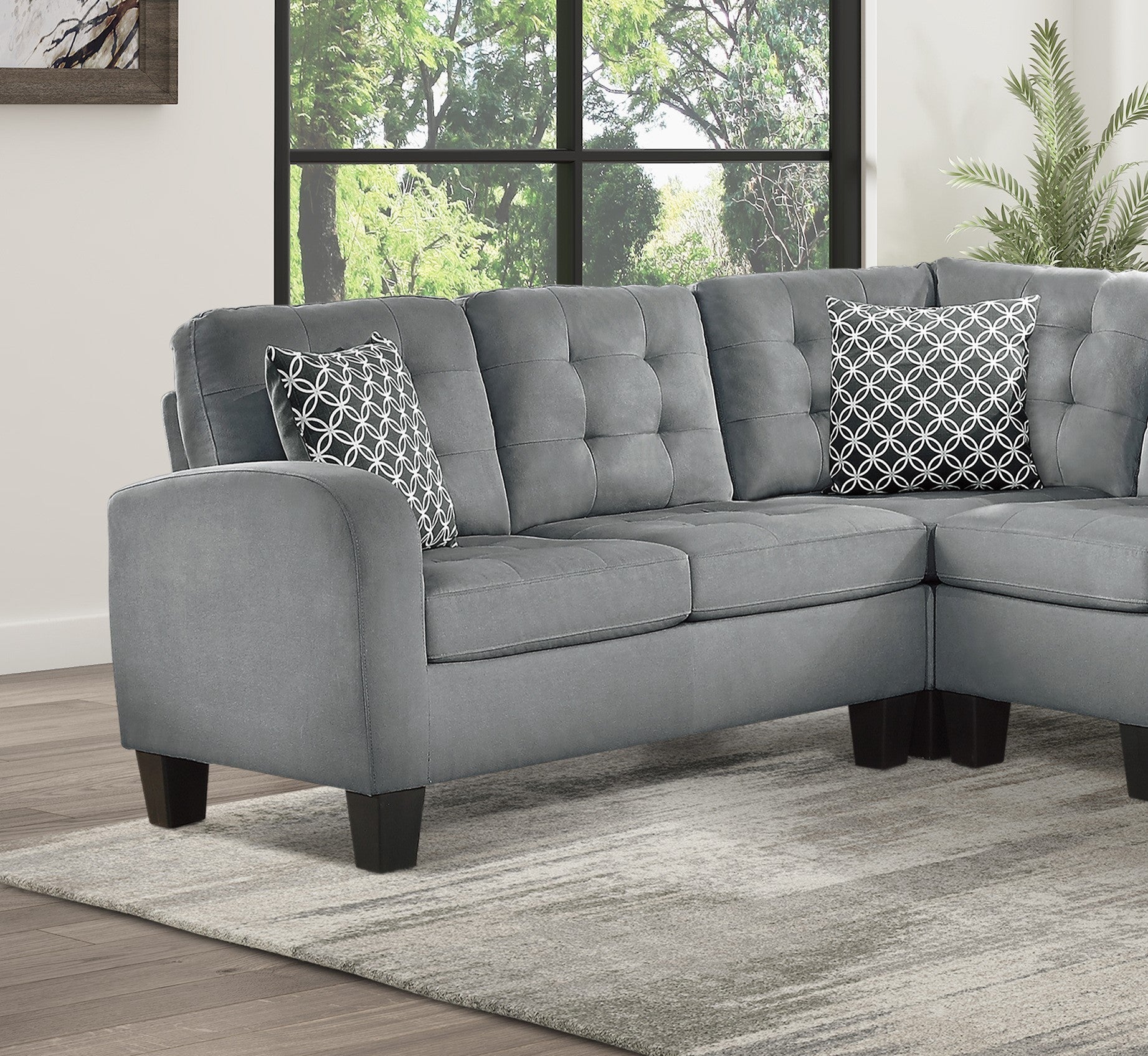 Gray Reversible 4-Piece Sectional Sofa