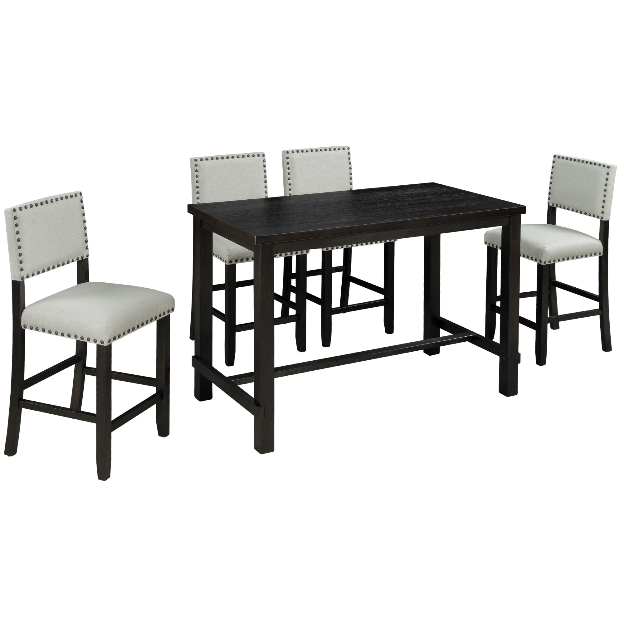 5-Piece Counter Height Dining Set, Classic Elegant Table and 4 Chairs