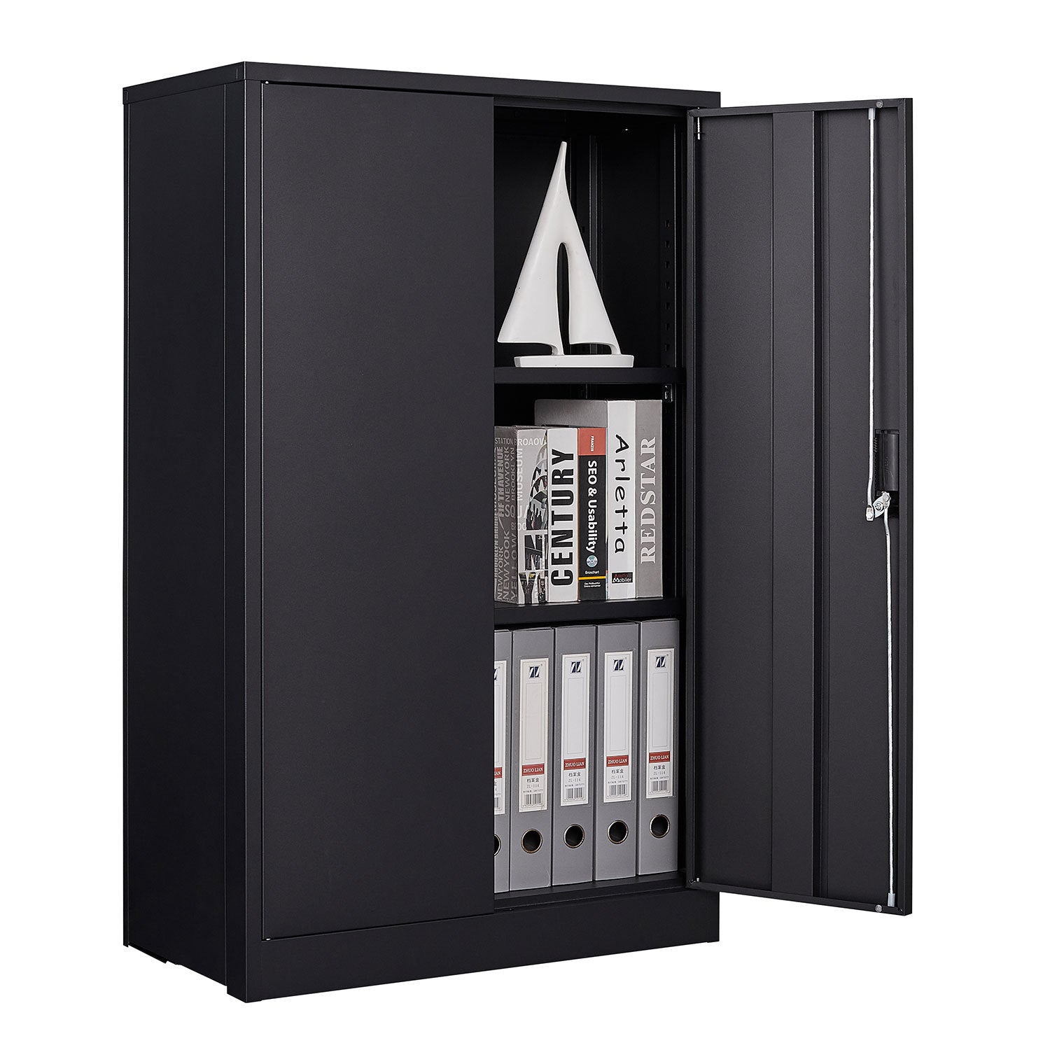 Metal Storage Cabinet with Locking Doors and Adjustable Shelf, Folding Filing Storage Cabinet