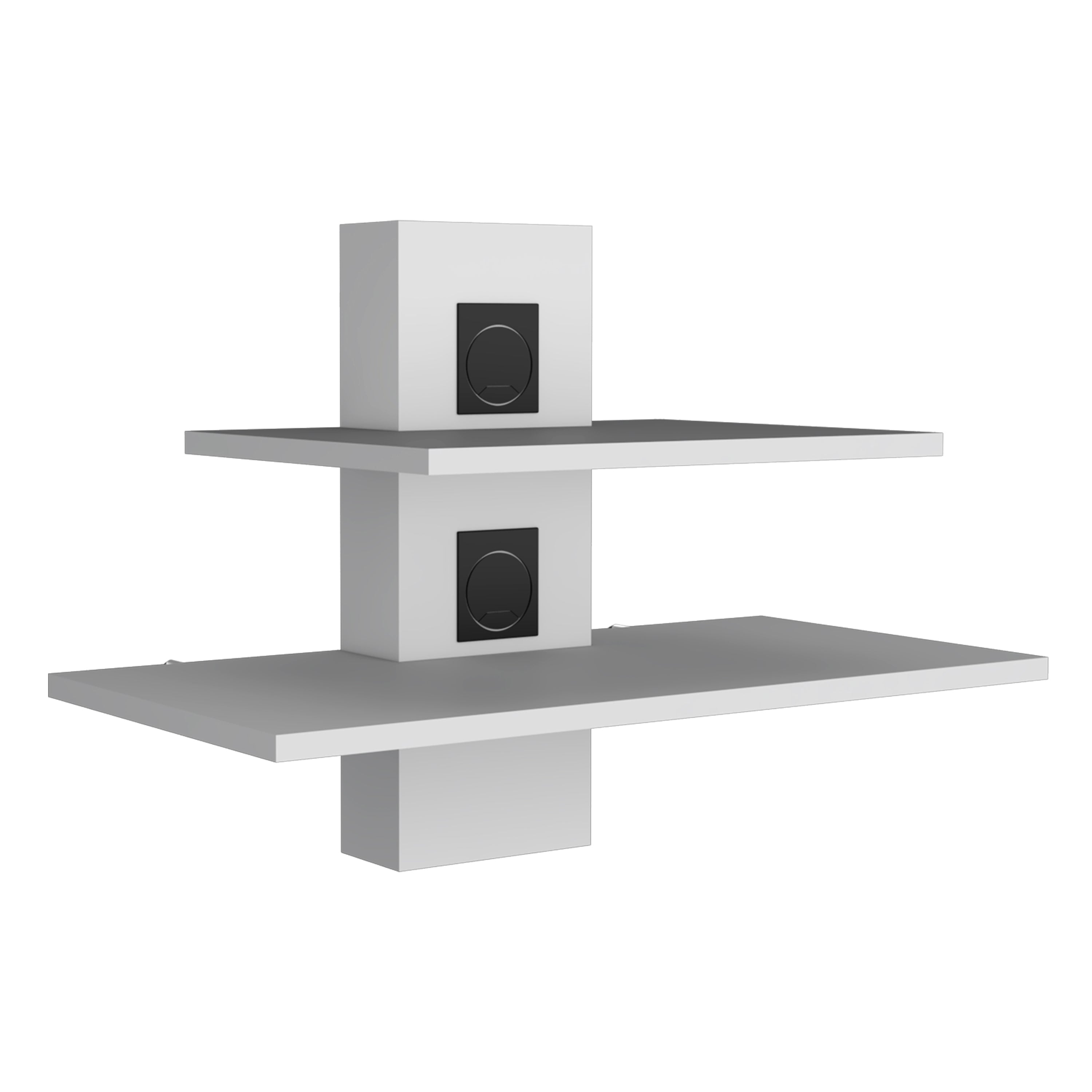 Floating Shelf, Dual-Shelf Wall Unit with Cable Management, White