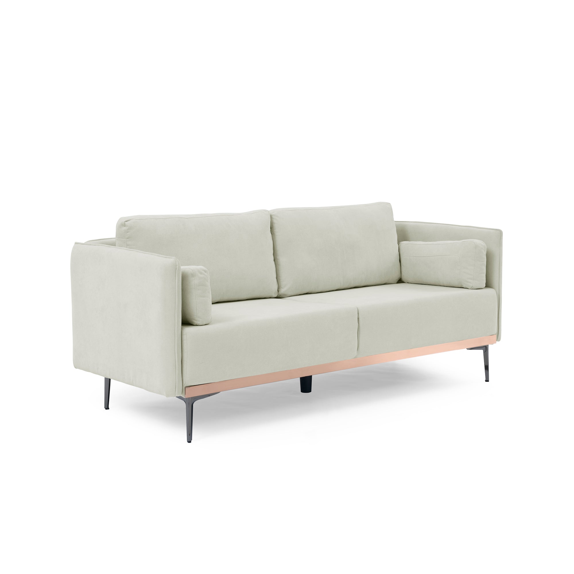 Modern Sofa 3-Seat Couch with Stainless Steel Trim and Metal Legs