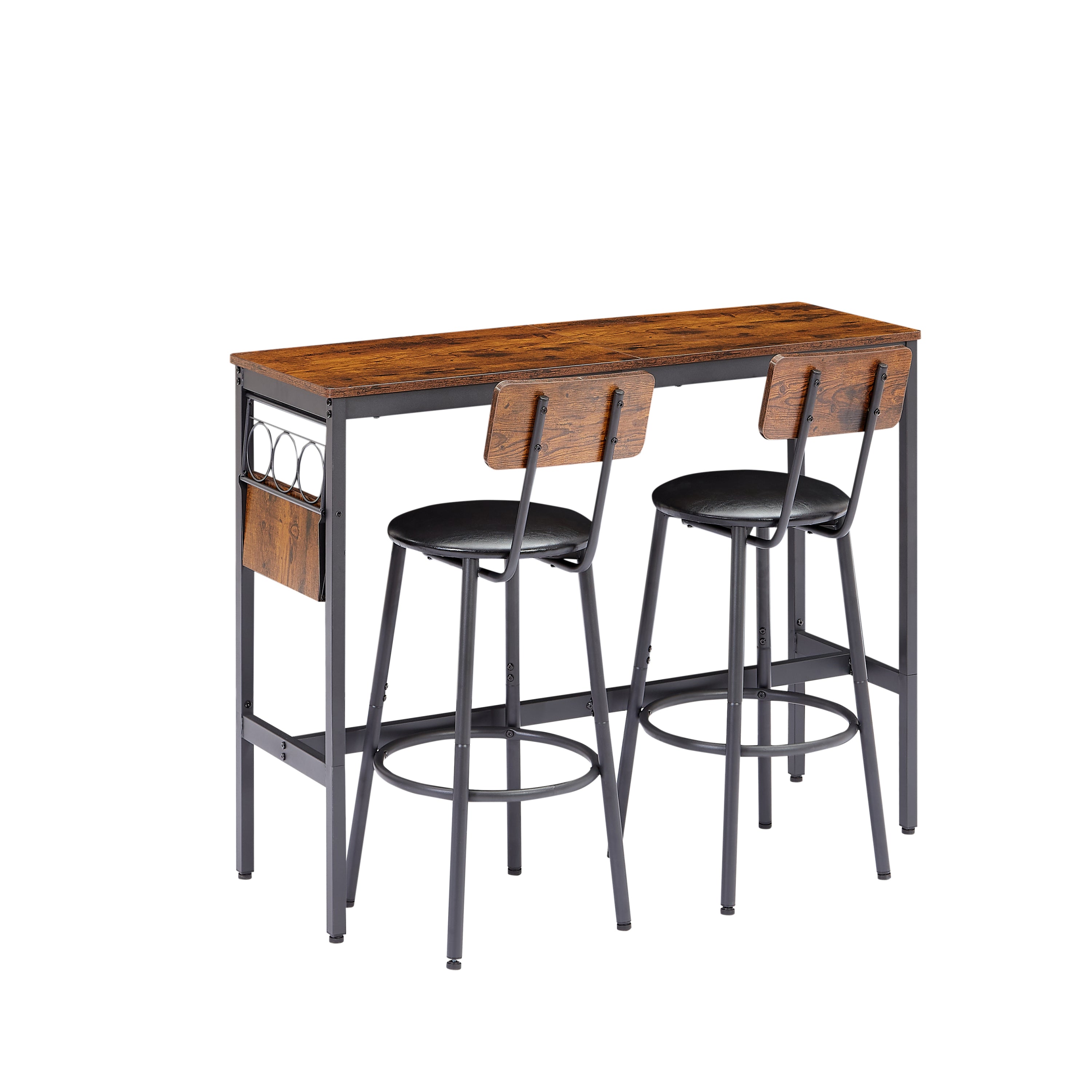 Bar Table Set with wine bottle storage rack. 47.24'' L x 15.75'' W x 35.43'' H.