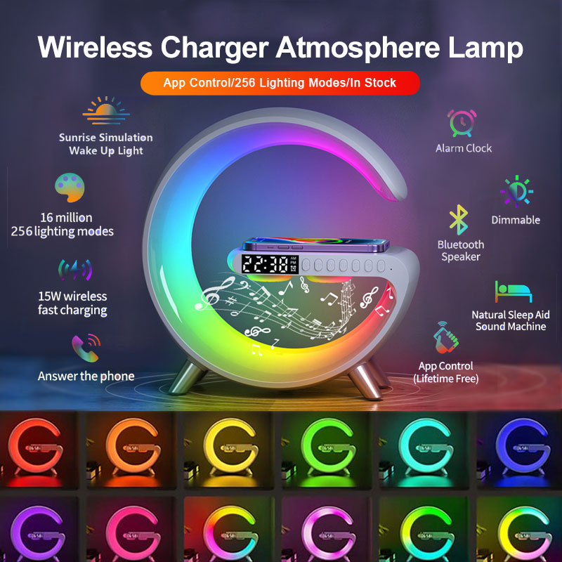 New Intelligent G Shaped LED Lamp Bluetooth Speake Wireless Charger Atmosphere Lamp App Control