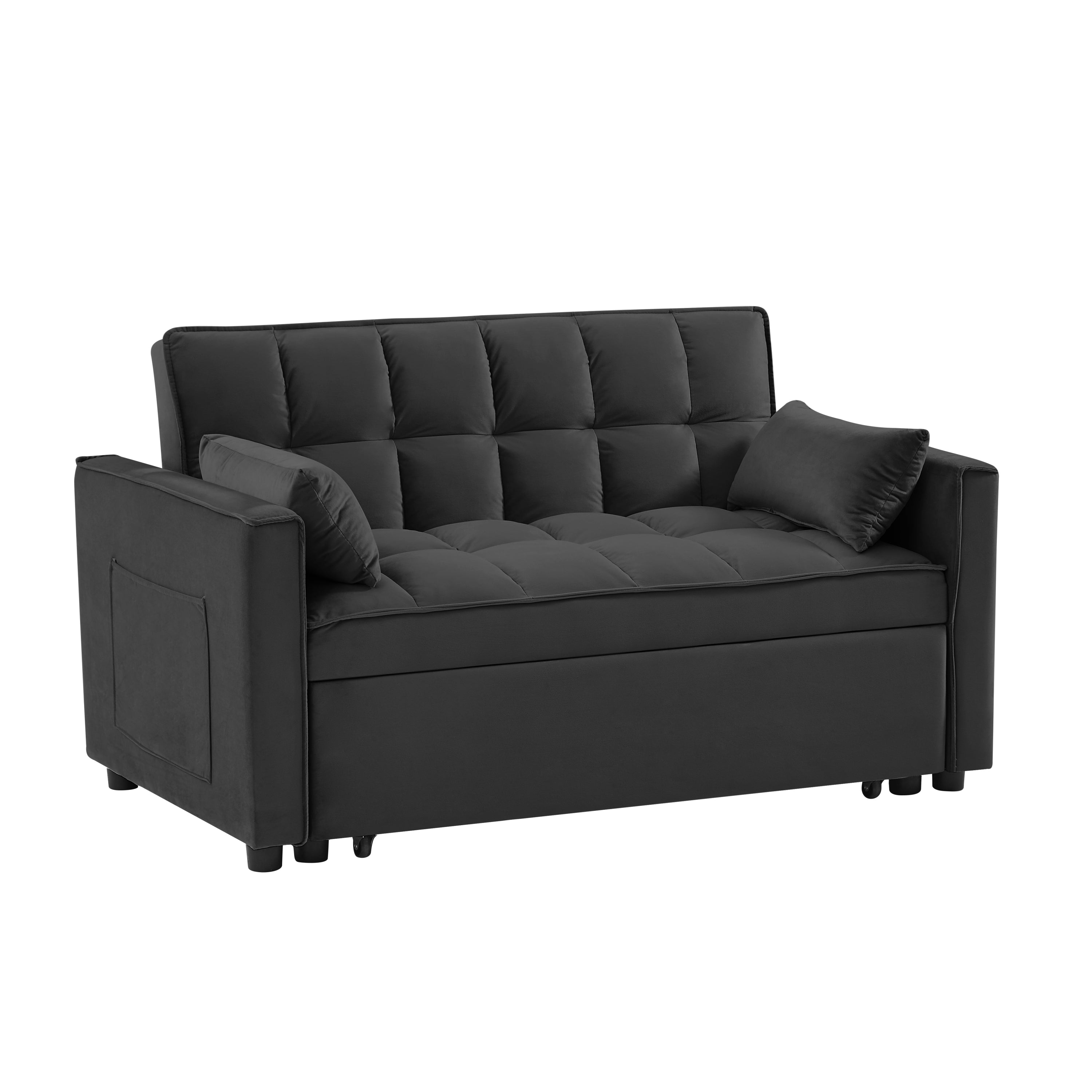 Modern Velvet Loveseat Futon Sofa Couch w/Pullout Bed