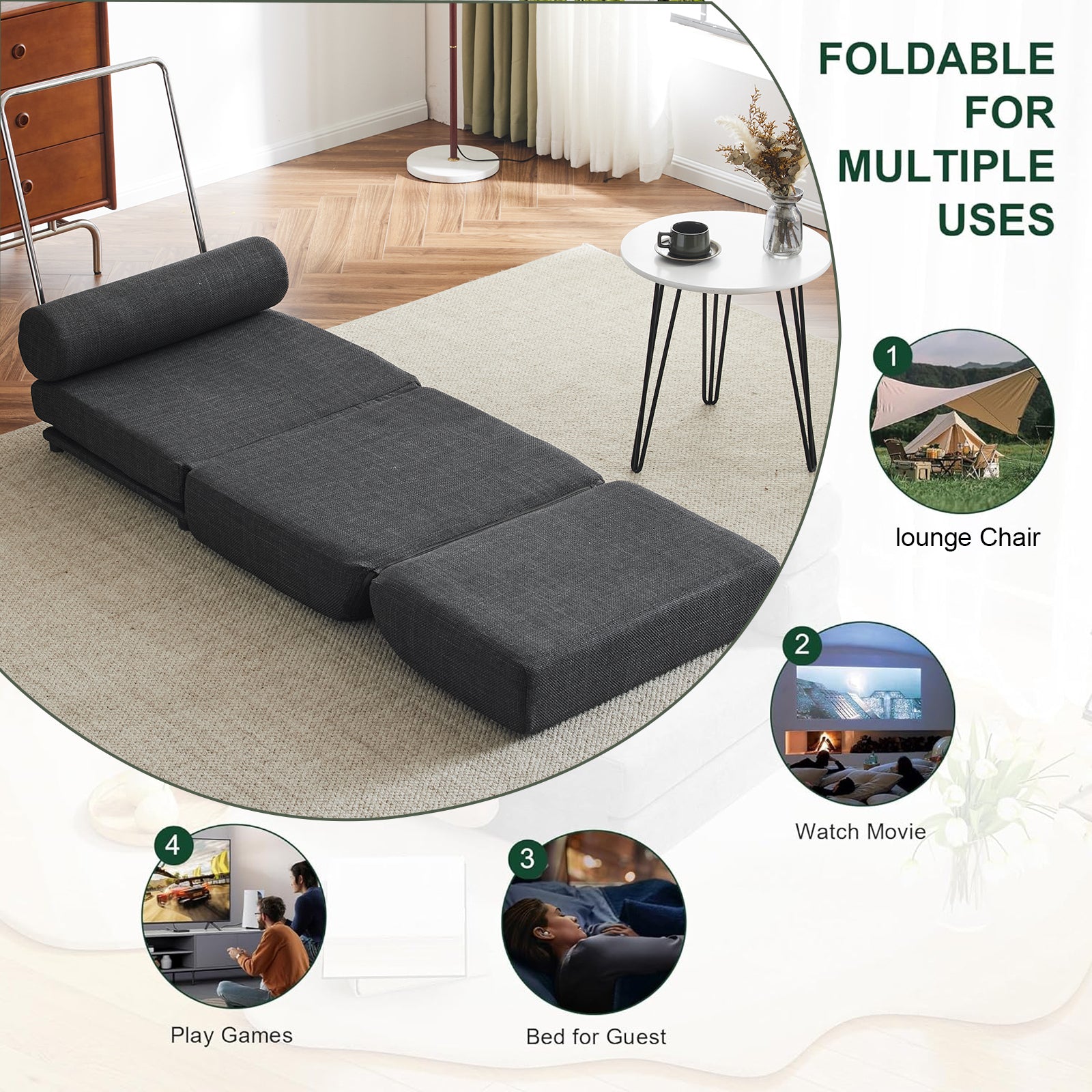 Single Sofa Chair Foldable Single Sofa Bed with Pillow