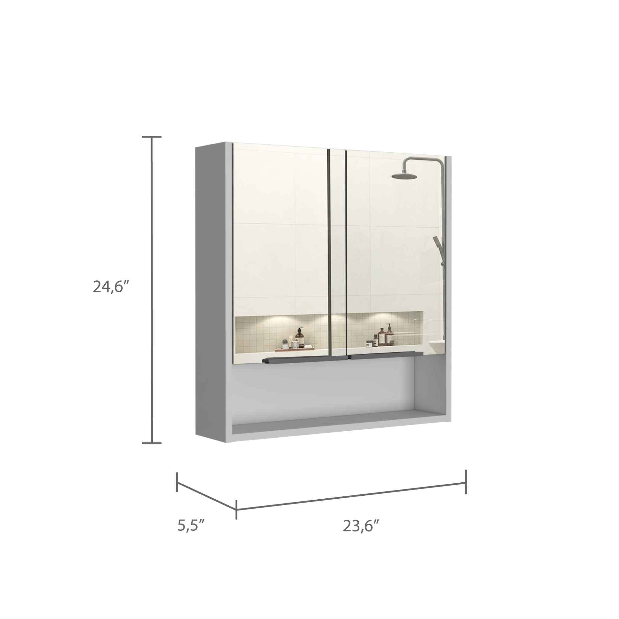 24" Medicine Cabinet With Mirror, One Shelf