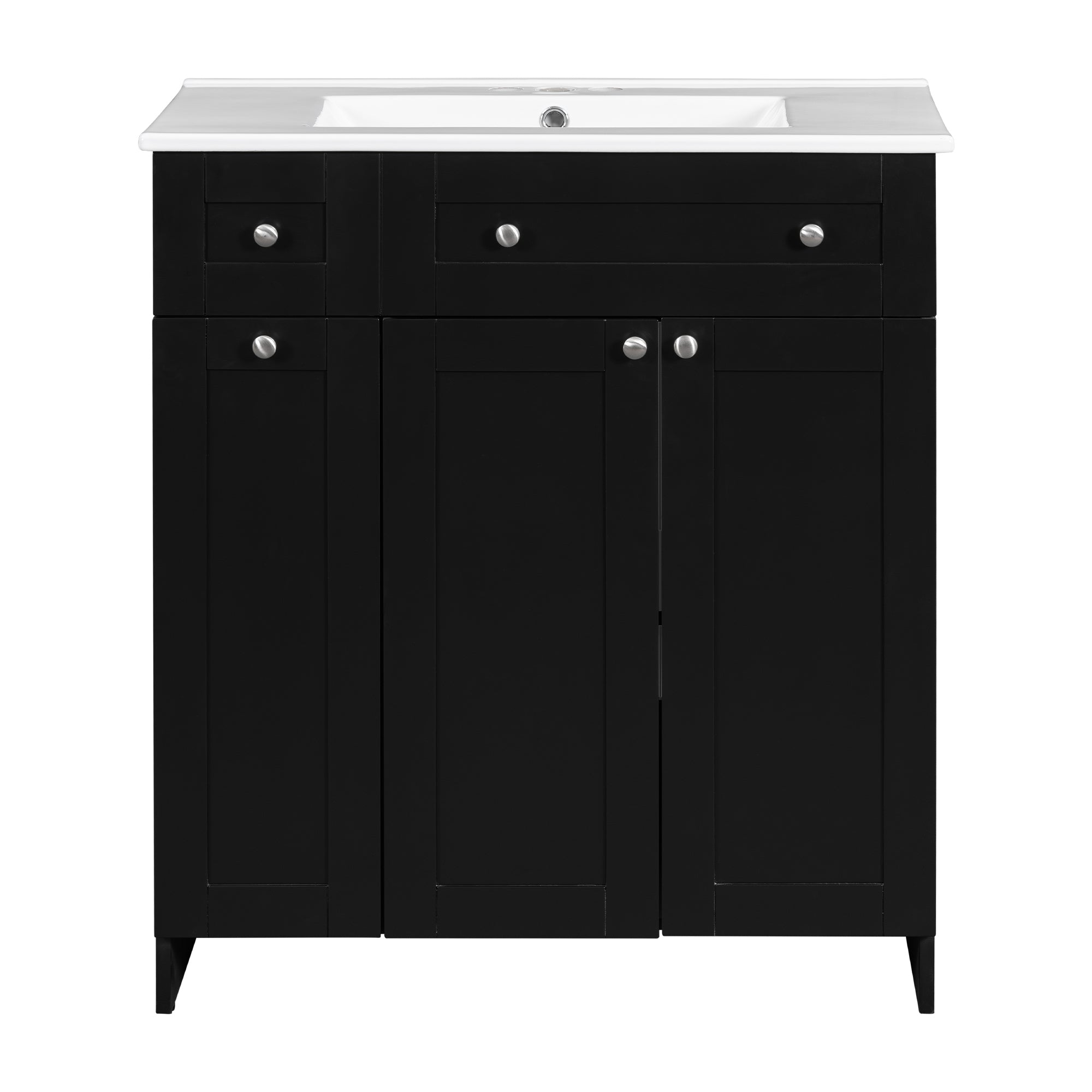 30-Inch Black Bathroom Vanity with Ceramic Sink Combo