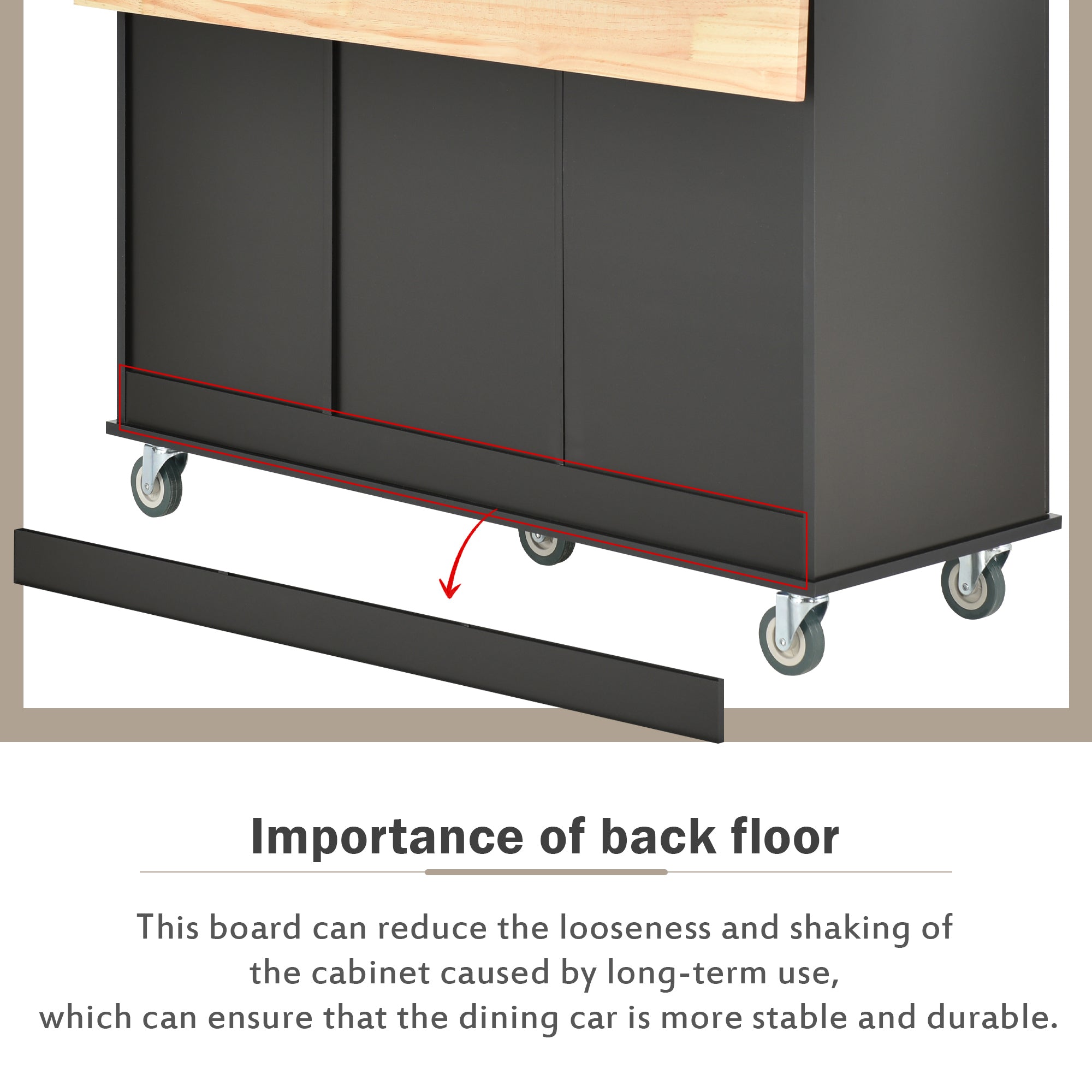 Rolling Mobile Kitchen Island with Solid Wood Top and Locking Wheels