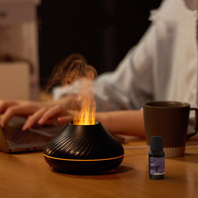 New Volcanic Flame Aroma Diffuser Essential Oil Lamp 130ml USB Portable Air Humidifier With Color Night Light Mist Maker Fogger