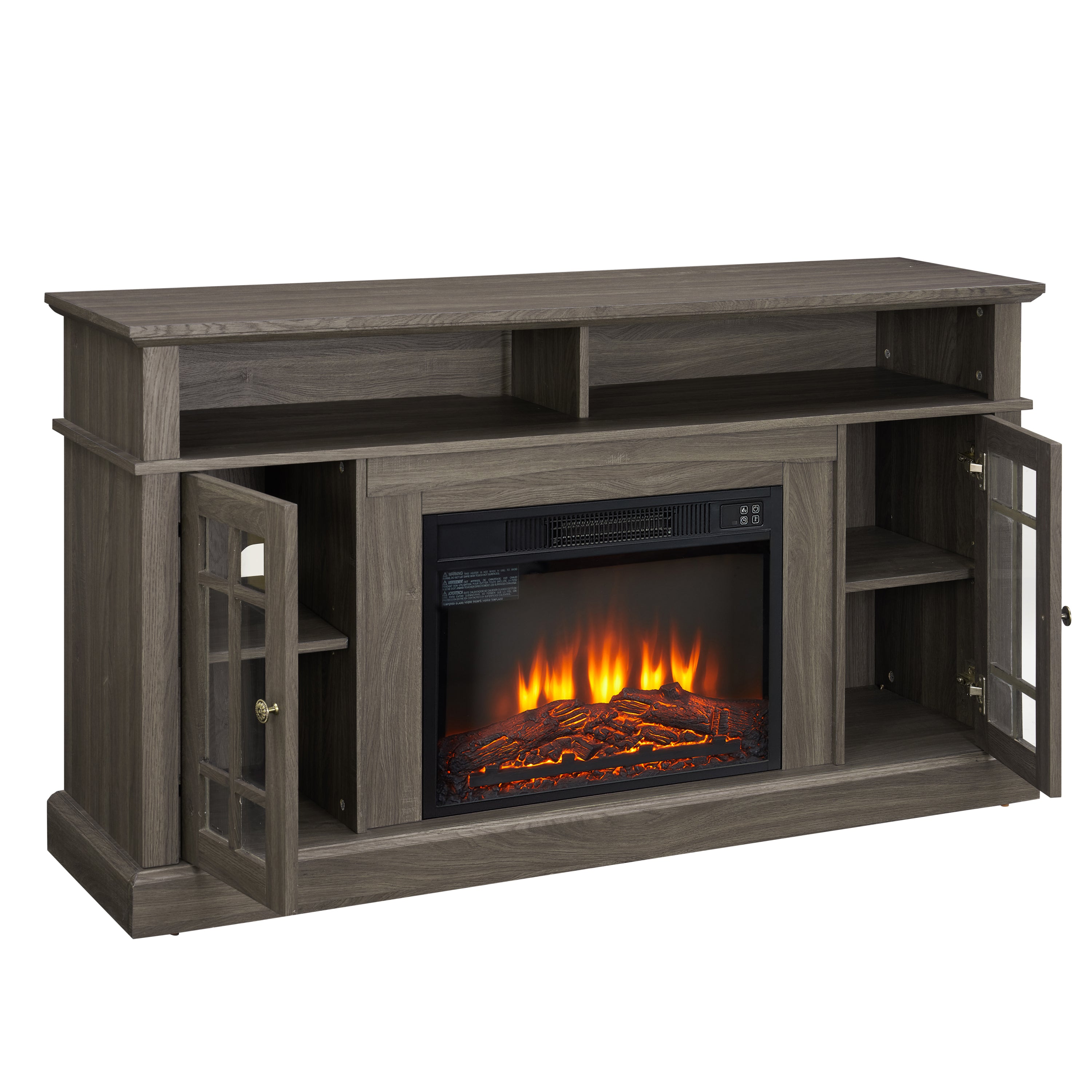 Classic TV Media Stand Modern Entertainment Console with 23" Fireplace Insert for TV Up to 65"