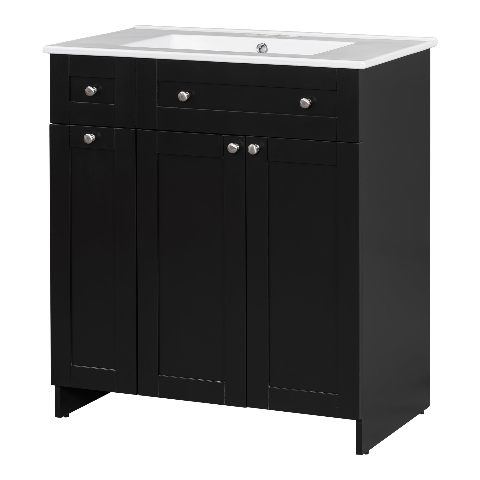 30-Inch Black Bathroom Vanity with Ceramic Sink Combo