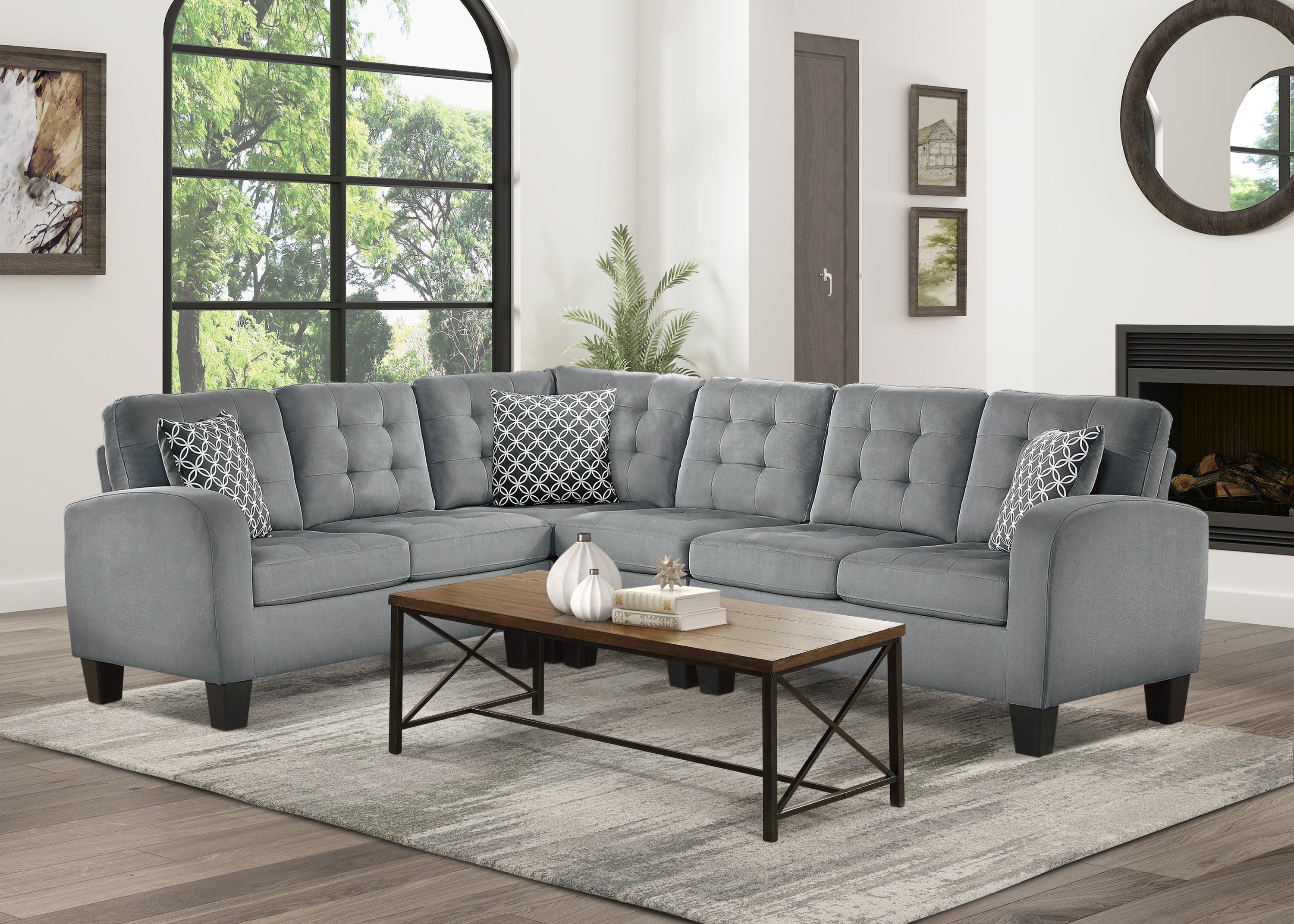 Gray Reversible 4-Piece Sectional Sofa