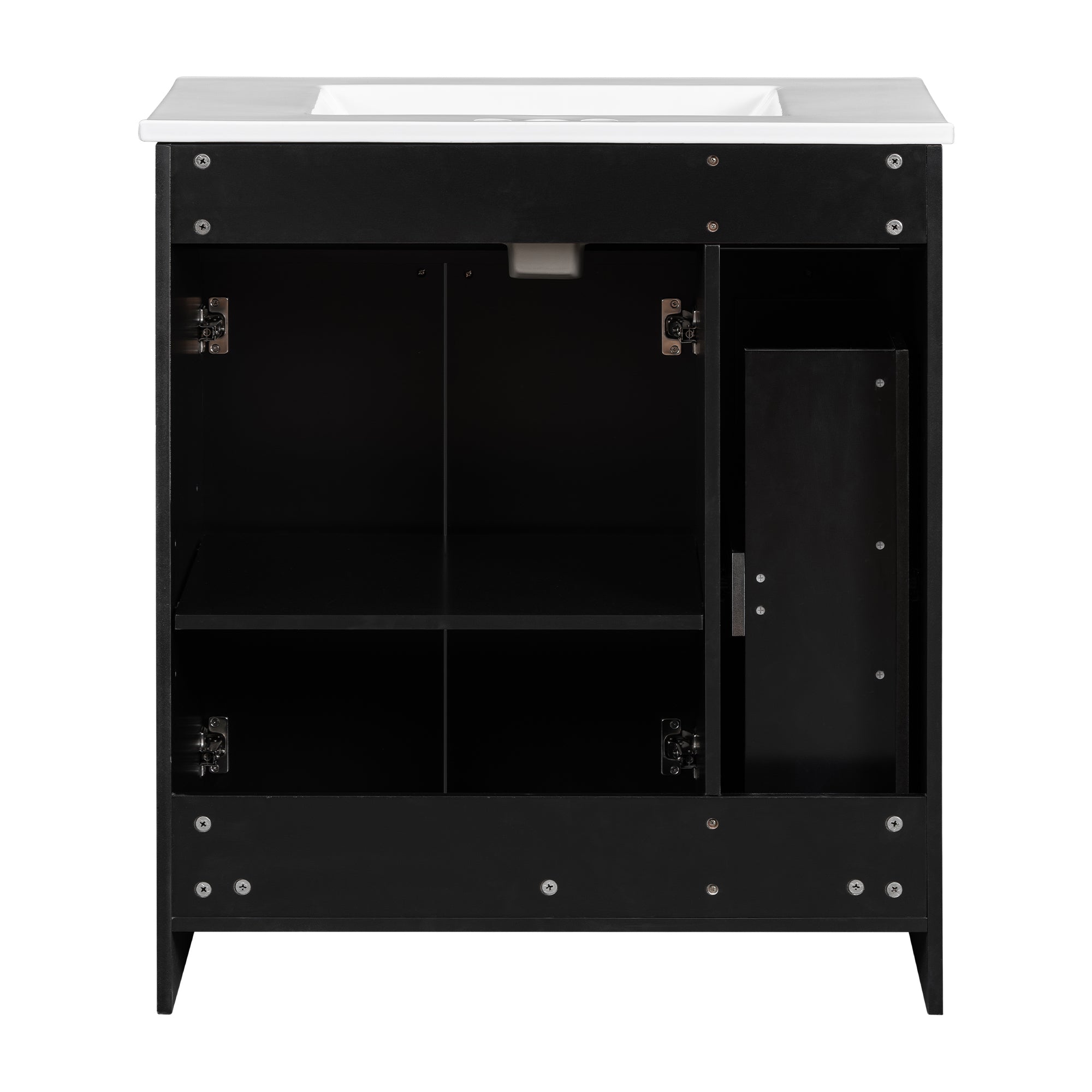 30-Inch Black Bathroom Vanity with Ceramic Sink Combo