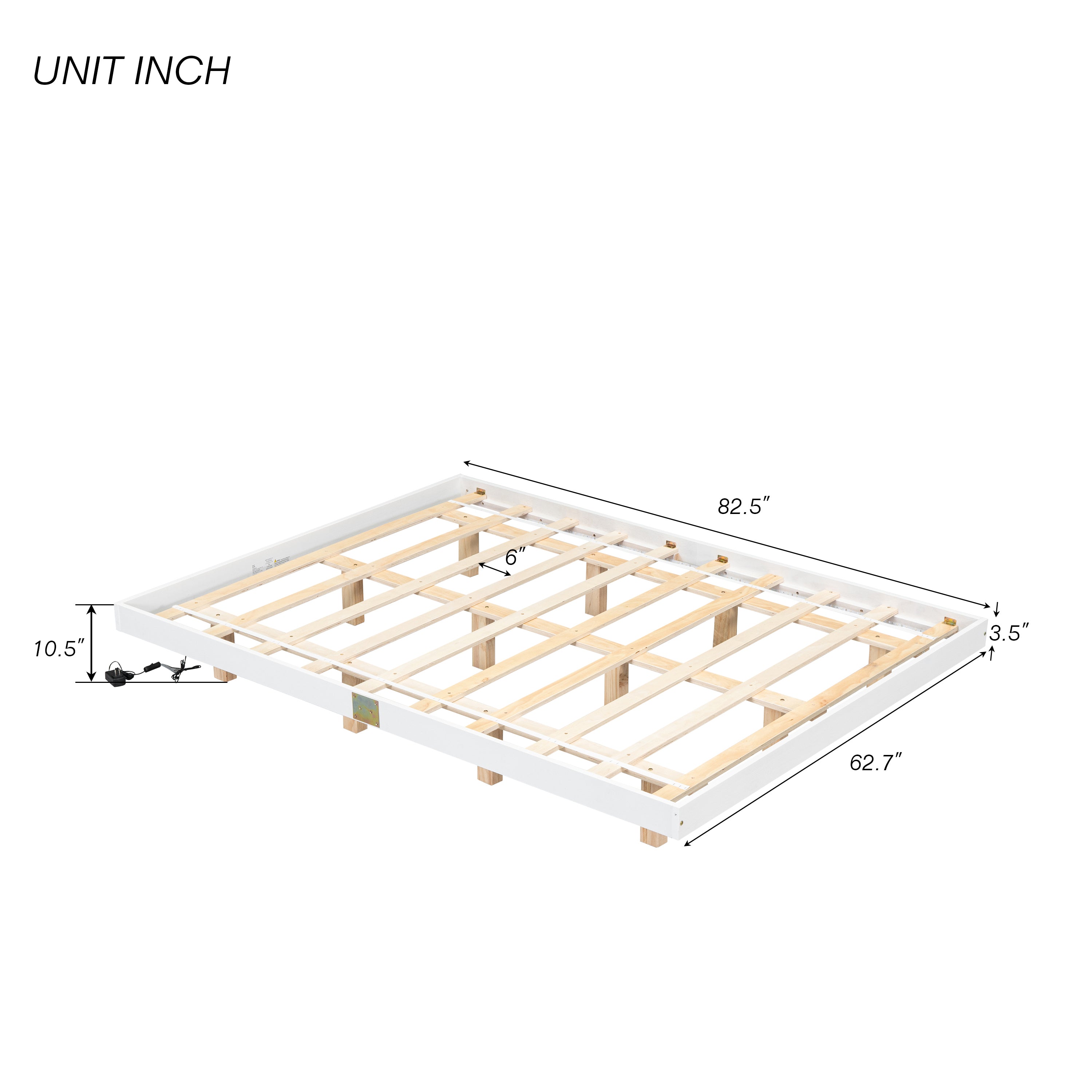 Queen Size Floating Bed with LED Lights Underneath, Modern Queen Size Low Profile Platform Bed with LED Lights
