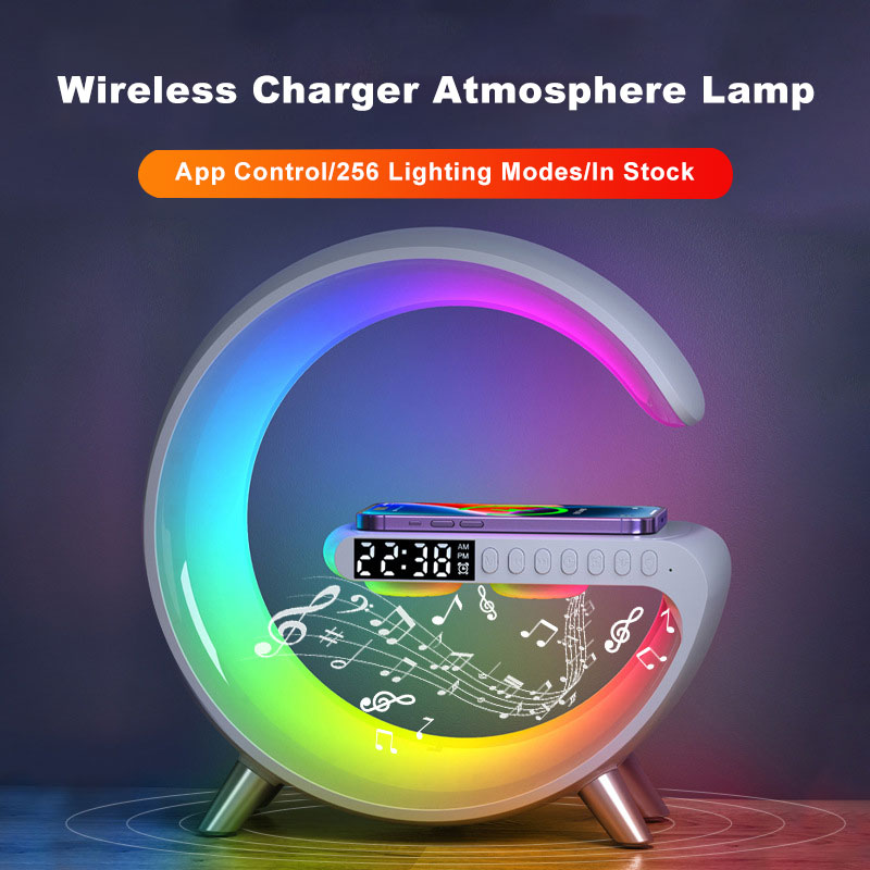 New Intelligent G Shaped LED Lamp Bluetooth Speake Wireless Charger Atmosphere Lamp App Control