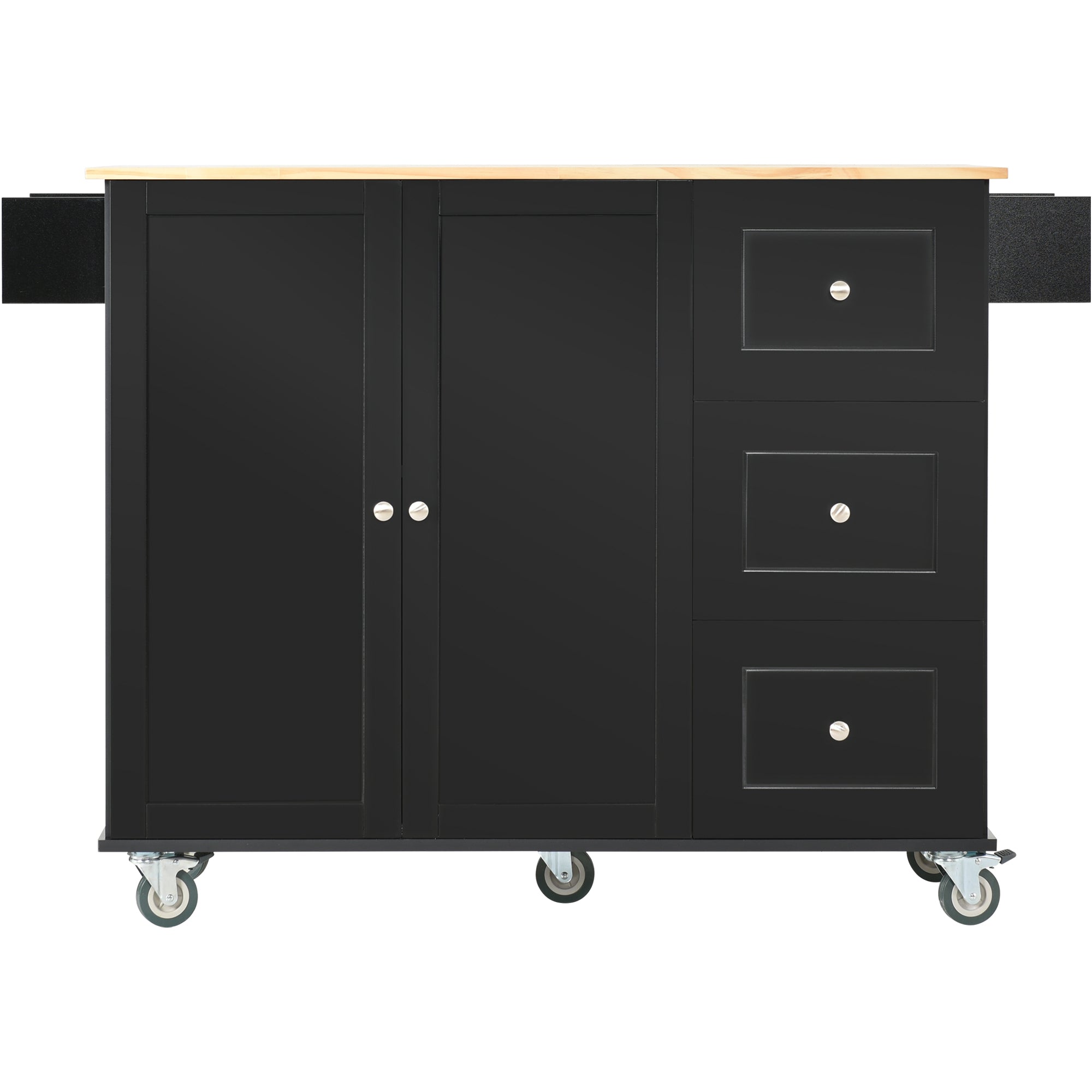 Rolling Mobile Kitchen Island with Solid Wood Top and Locking Wheels