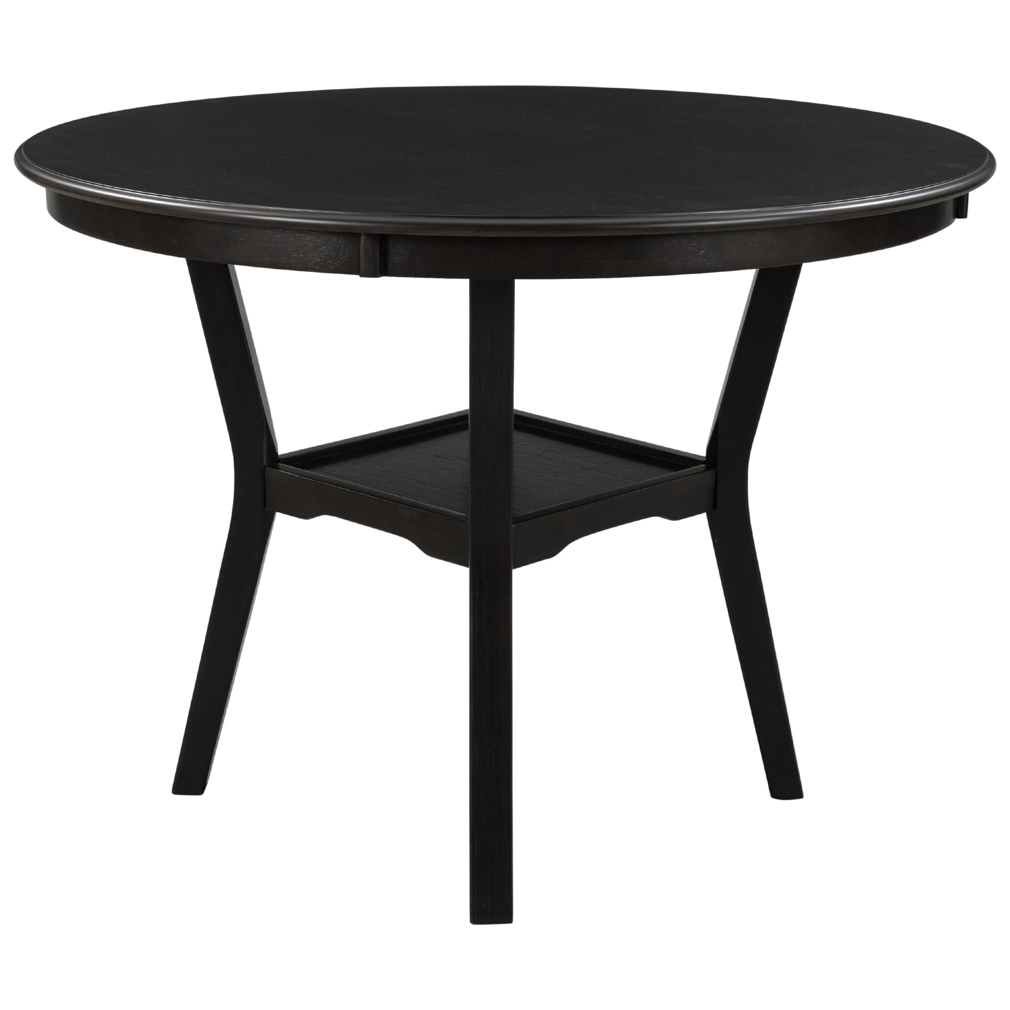 5-Piece Kitchen Dining Table Set Round Table with Bottom Shelf, 4 Chairs for Dining Room