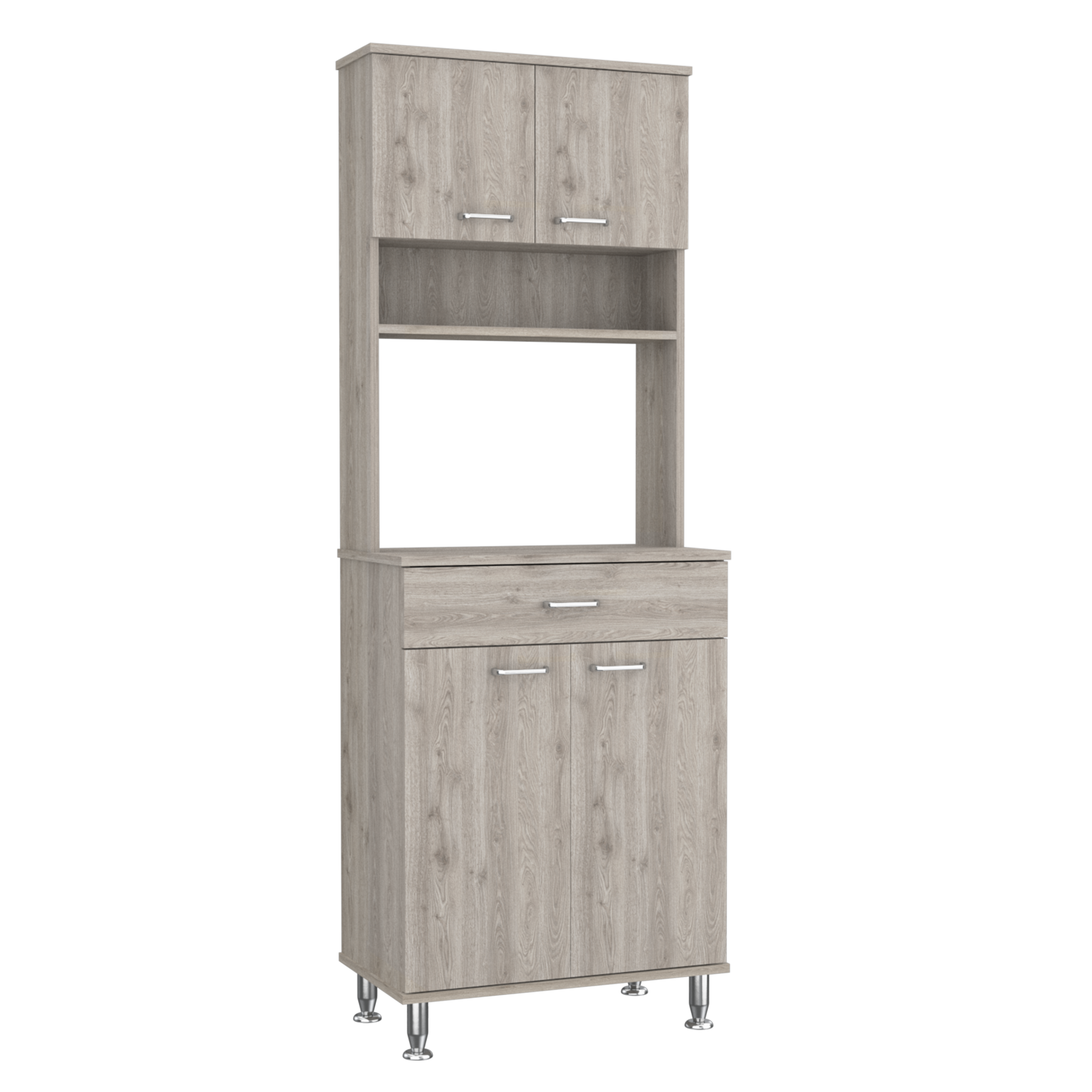 Bay Area Pantry, Two Door Cabinets, One Drawer, Four Adjustable Metal Legs