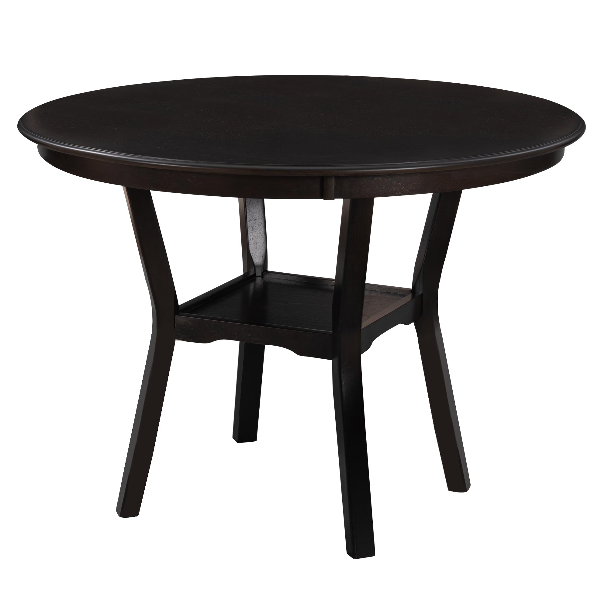 5-Piece Kitchen Dining Table Set Round Table with Bottom Shelf, 4 Chairs for Dining Room