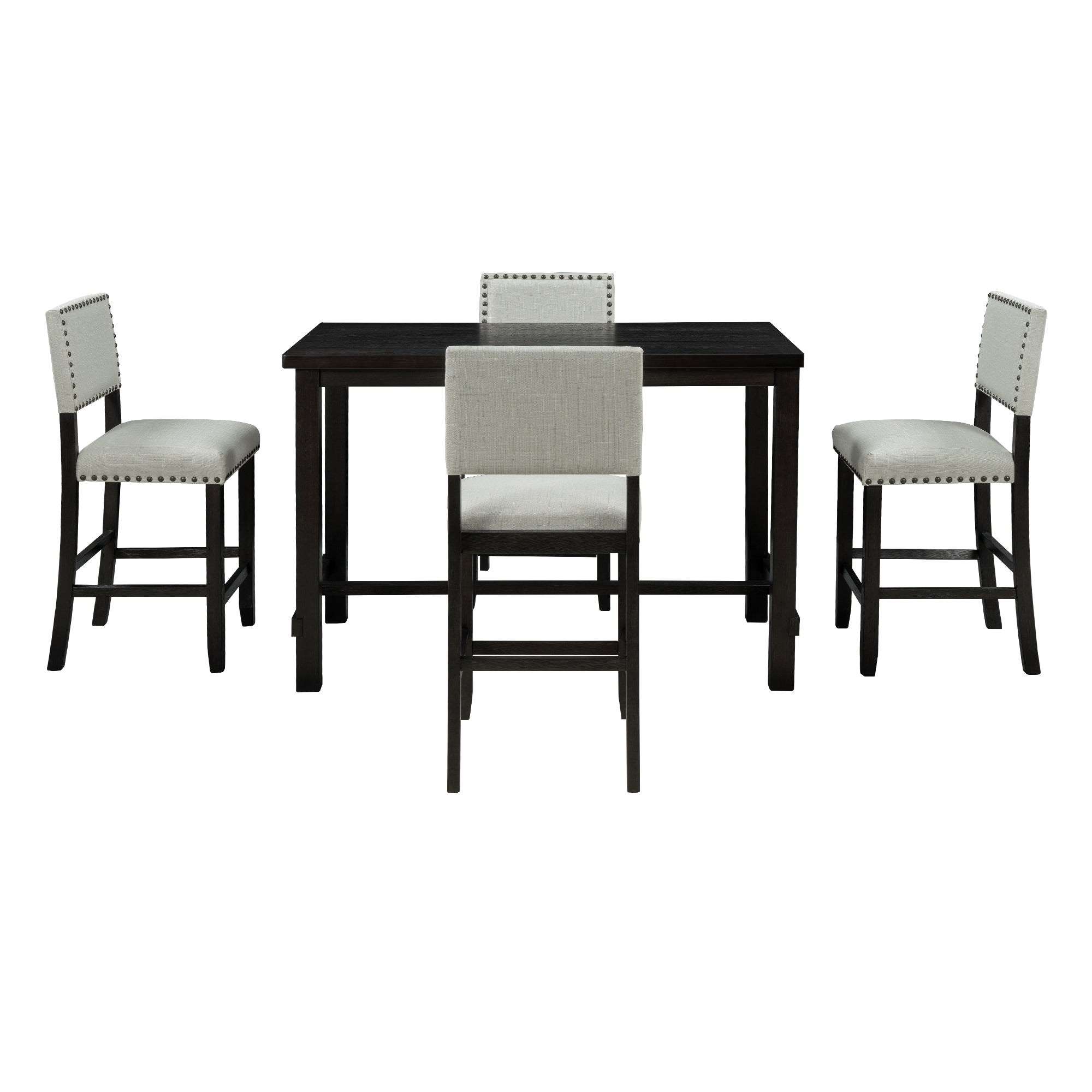 5-Piece Counter Height Dining Set, Classic Elegant Table and 4 Chairs