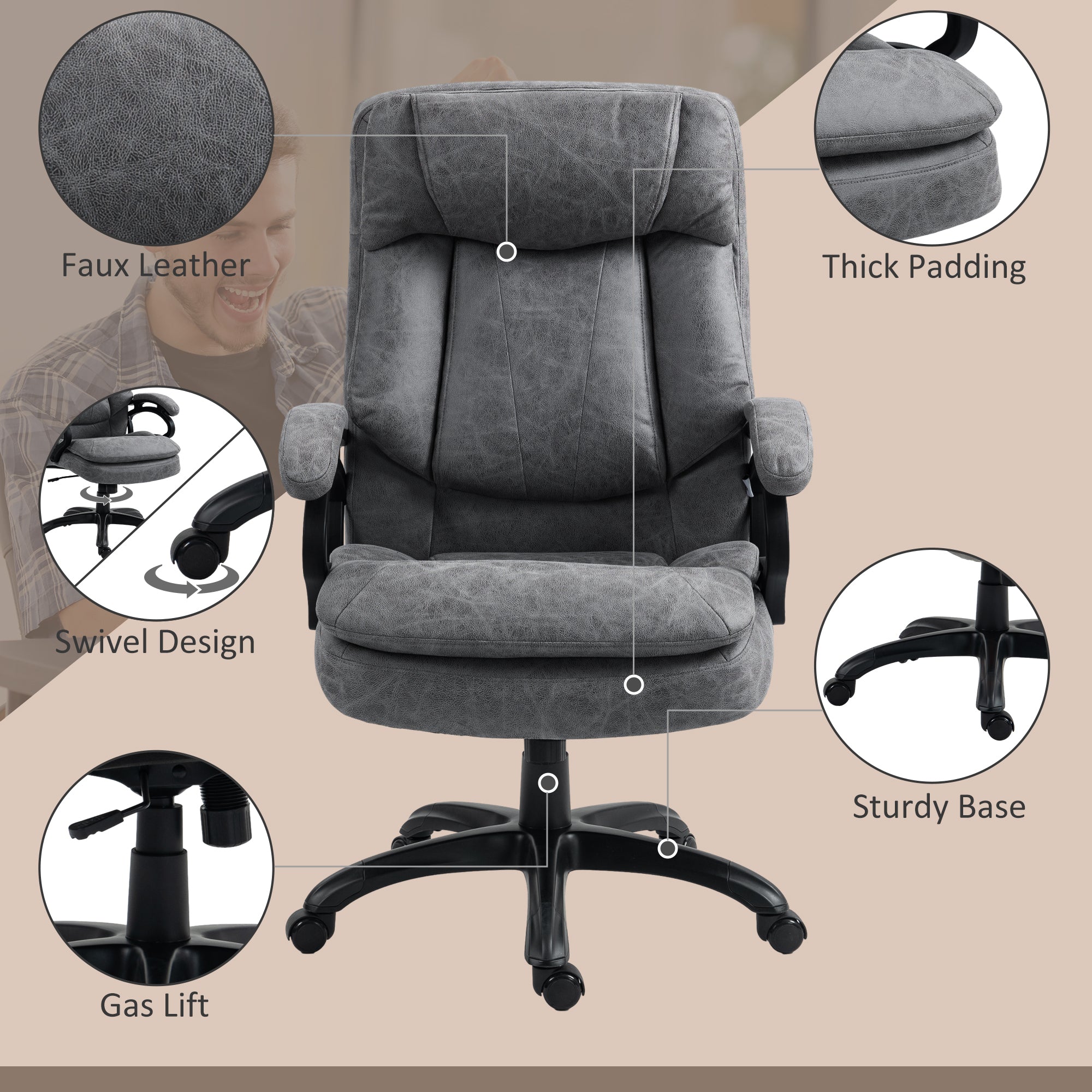 6-Point Vibration Massage Office Chair with Heat