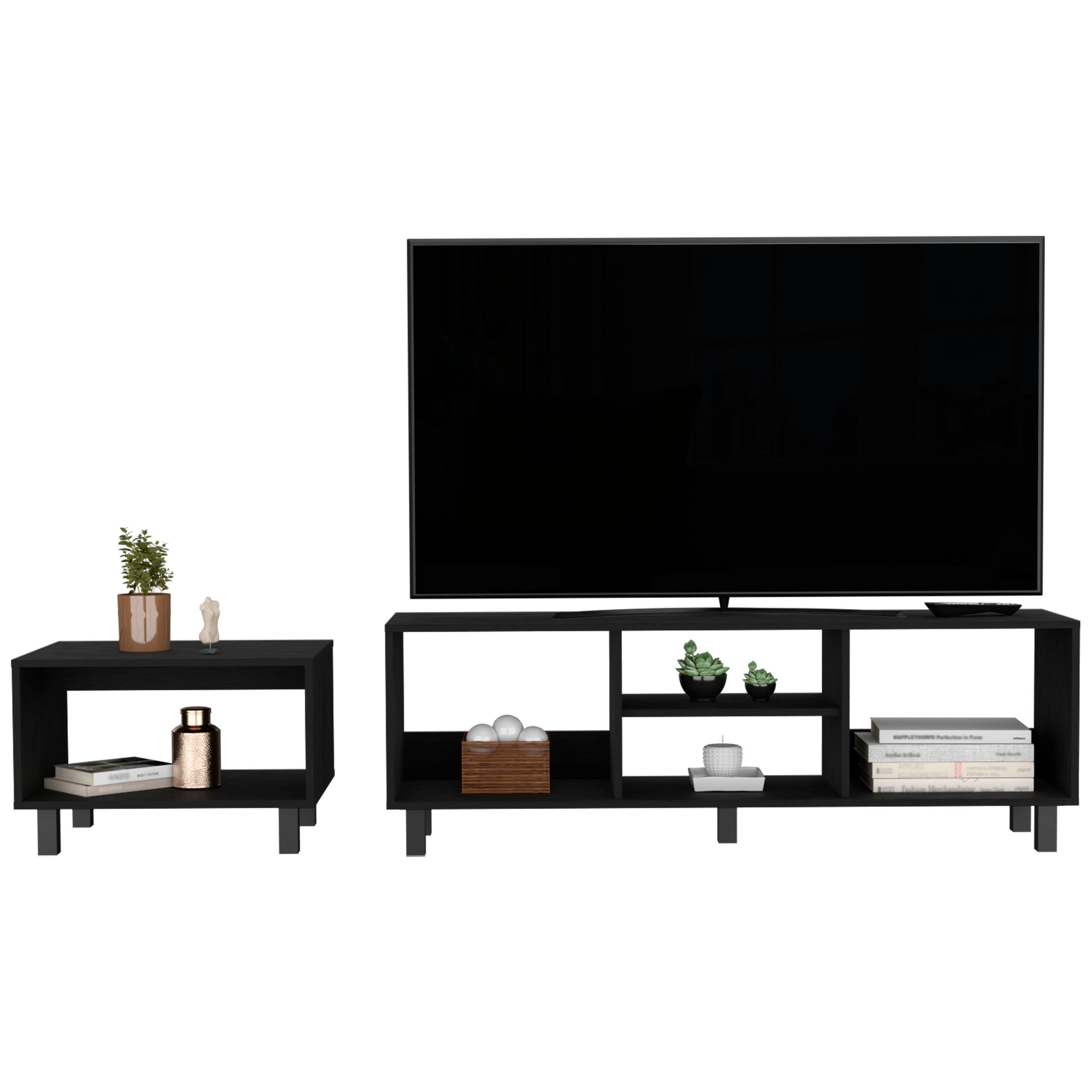 Living Room Duo Set with TV Stand And Coffee Table with Steel Accents