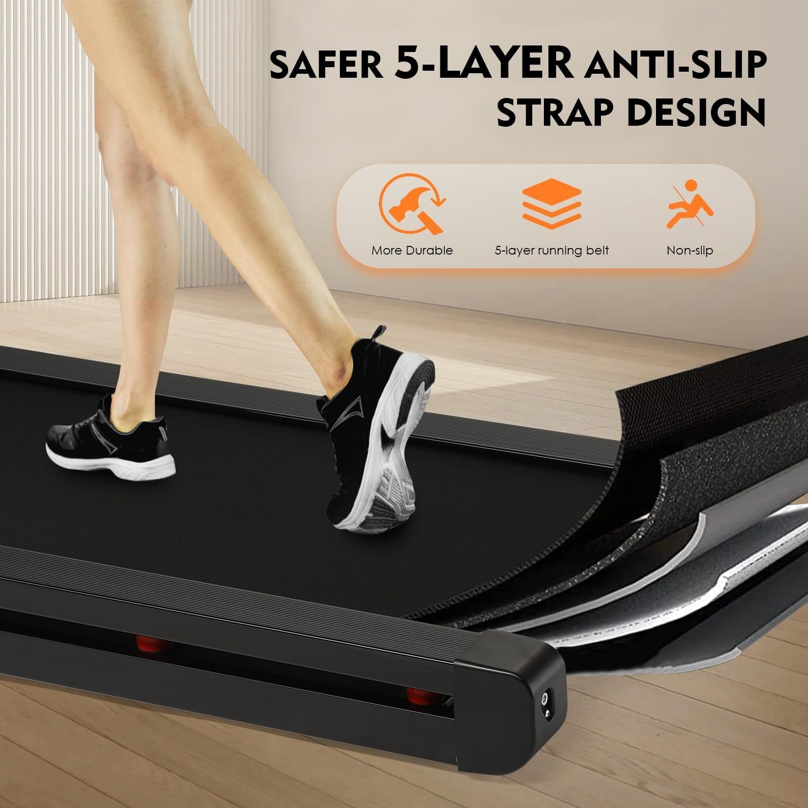 Under Desk Treadmill, Incline Walking Pad Treadmill for Home/Office Use, 2.25HP Quiet Treadmill for Walking and Jogging