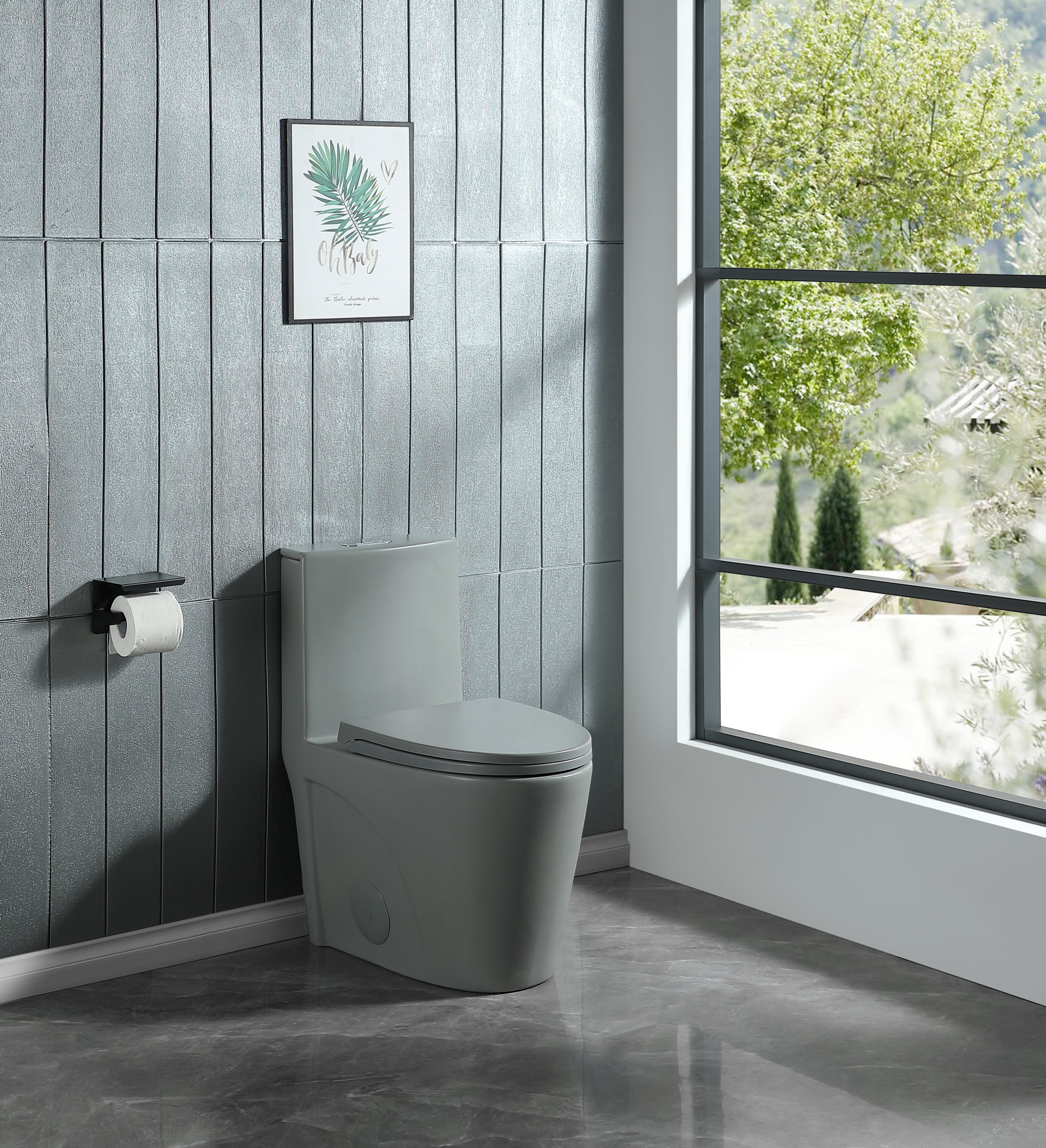 15 5/8 Inch 1.1/1.6 GPF Dual Flush 1-Piece Elongated Toilet with Soft-Close Seat