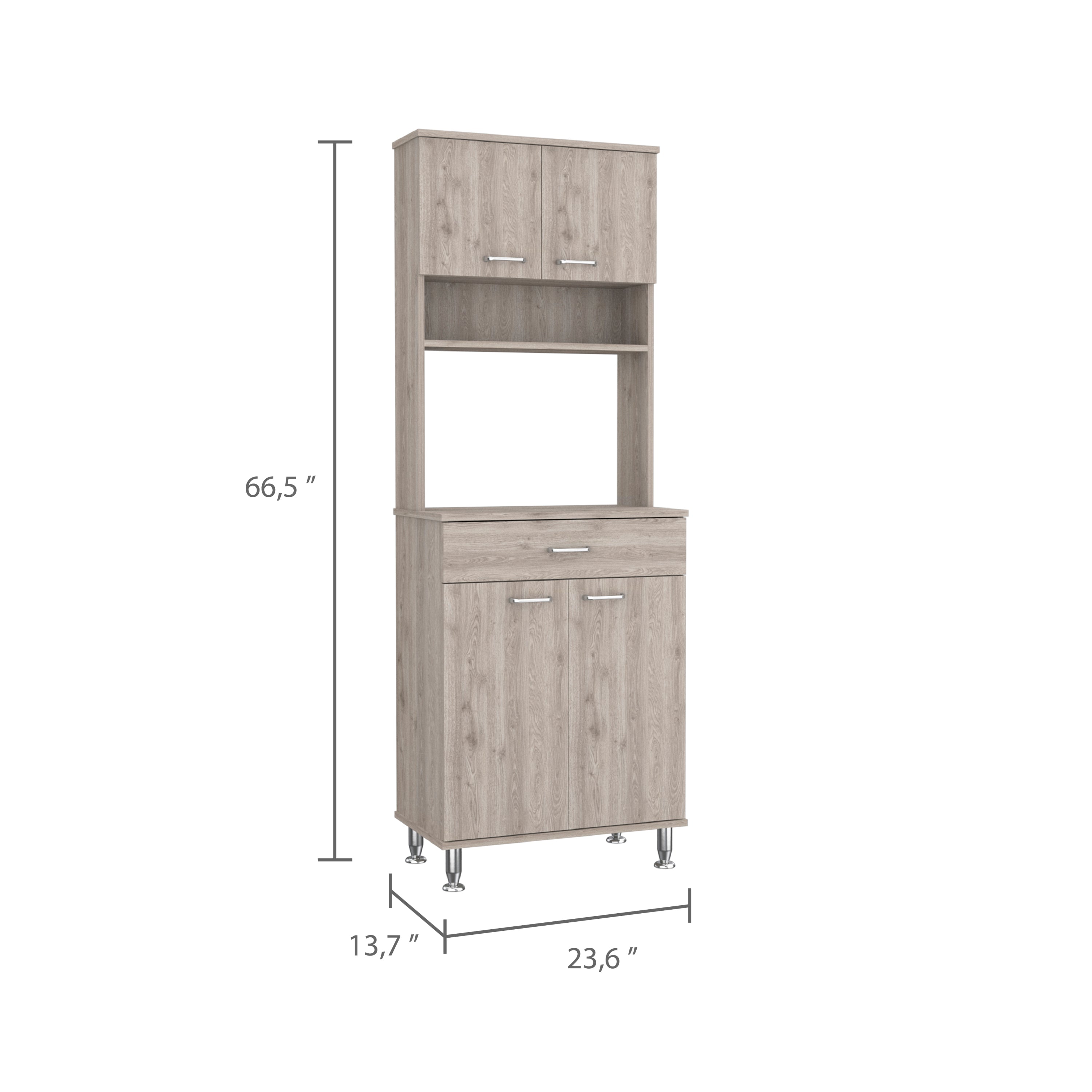 Bay Area Pantry, Two Door Cabinets, One Drawer, Four Adjustable Metal Legs