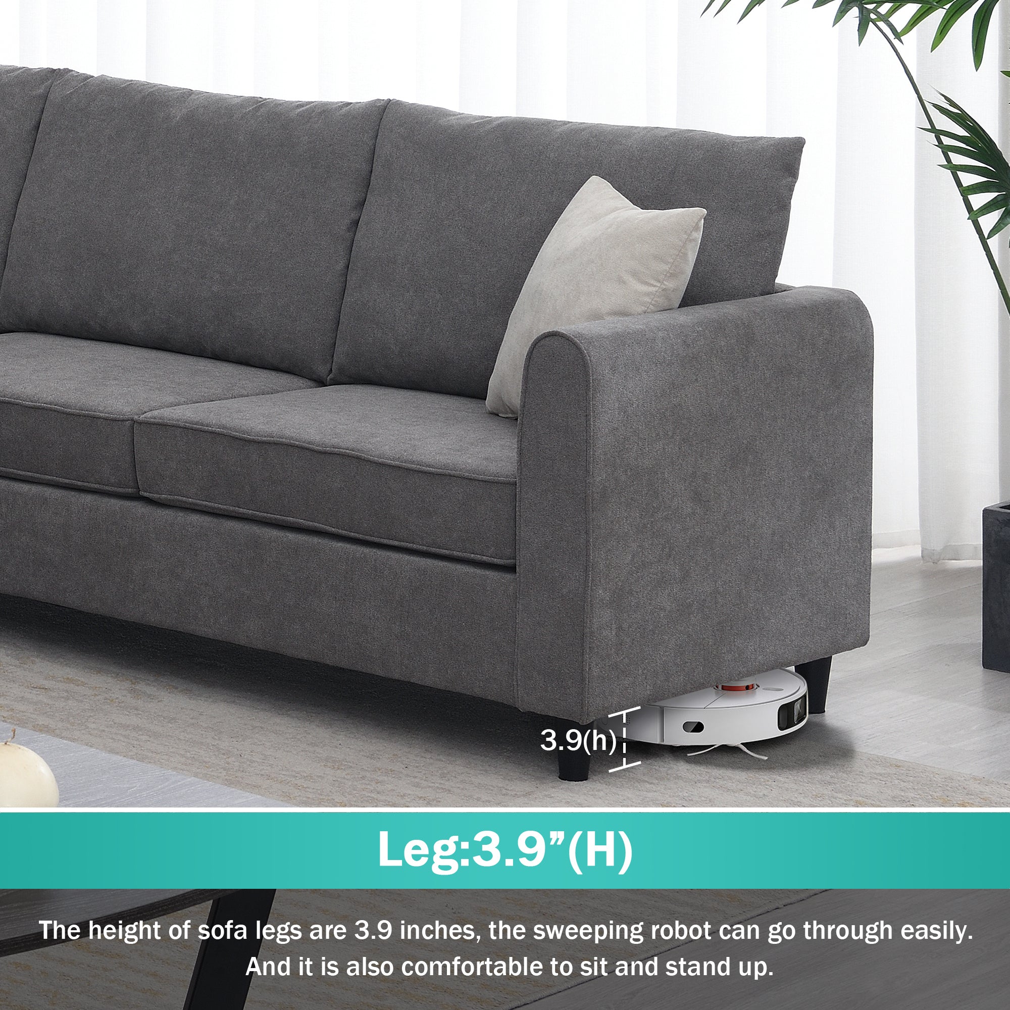 Modern Upholstered Living Room Sectional Sofa / L Shape Furniture Couch