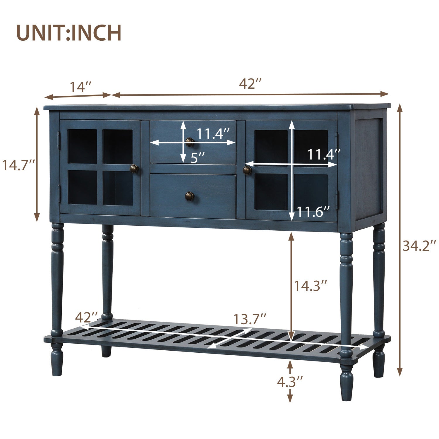 Sideboard Console Table with Bottom Shelf