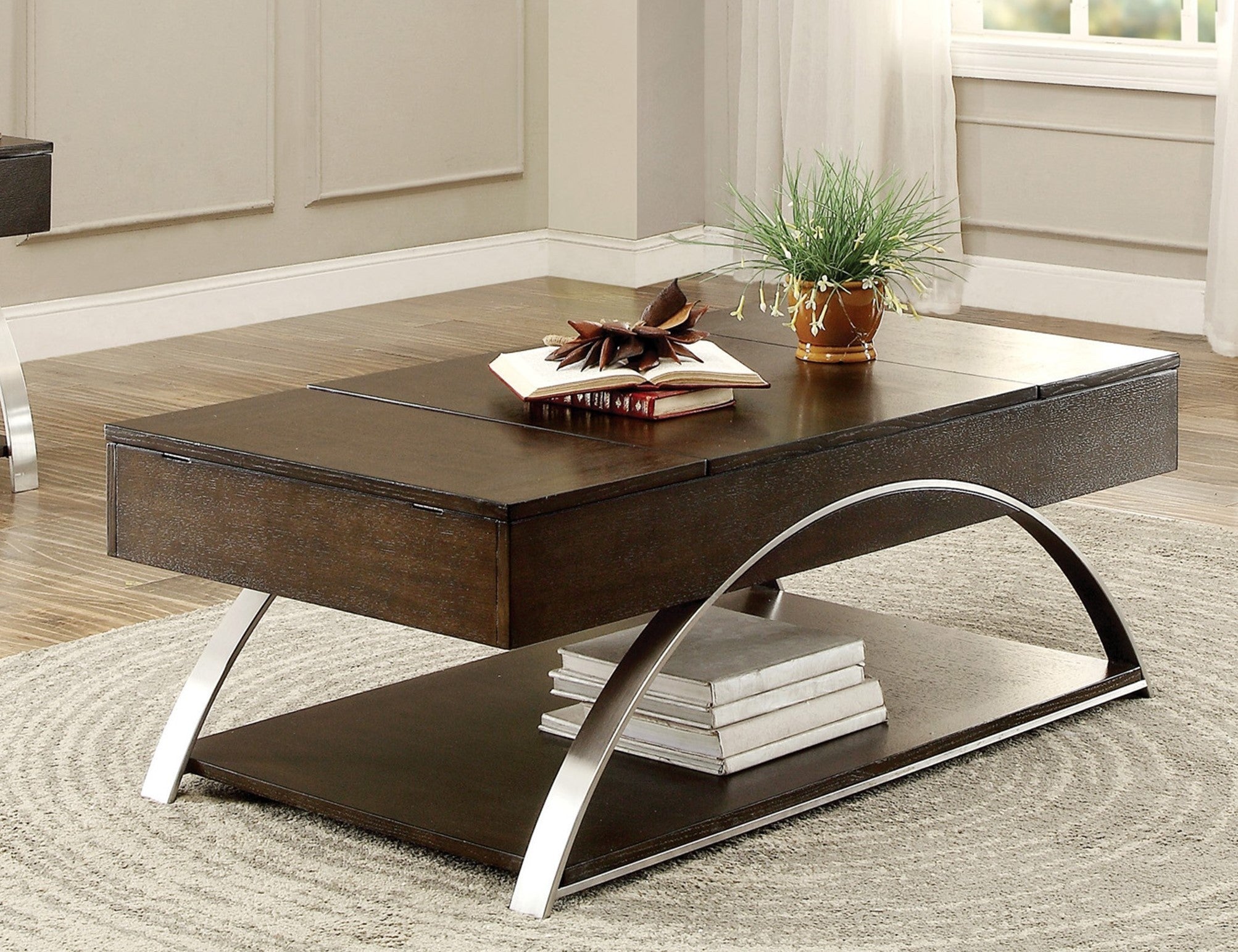 Modern Living Room Furniture Lift Top Coffee Table with Display Shelf